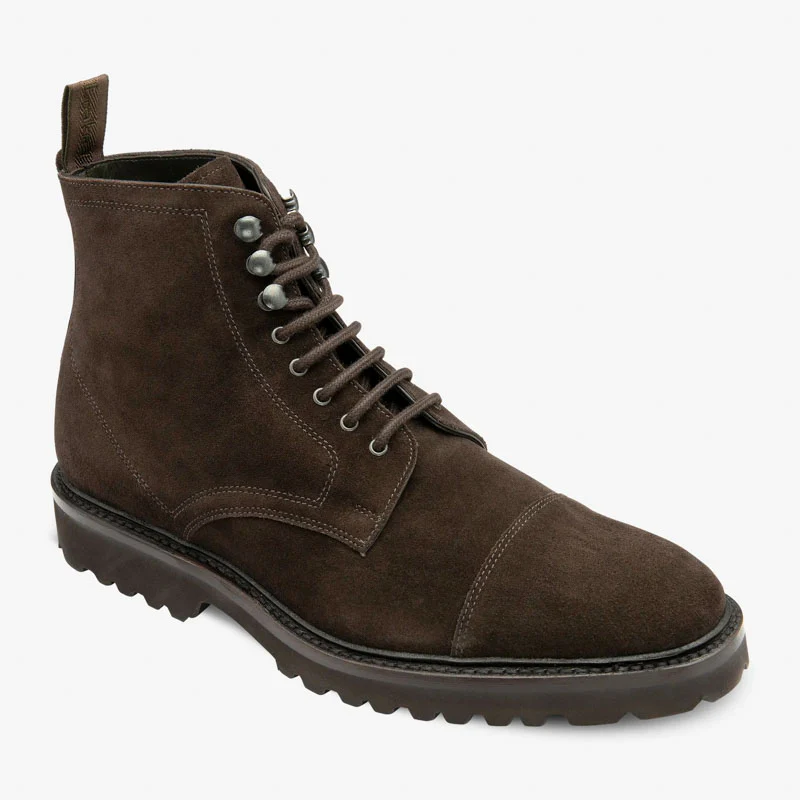 LOAKE Aquarius Suede Derby Toe Cap Boots in Dark Brown - Image 2