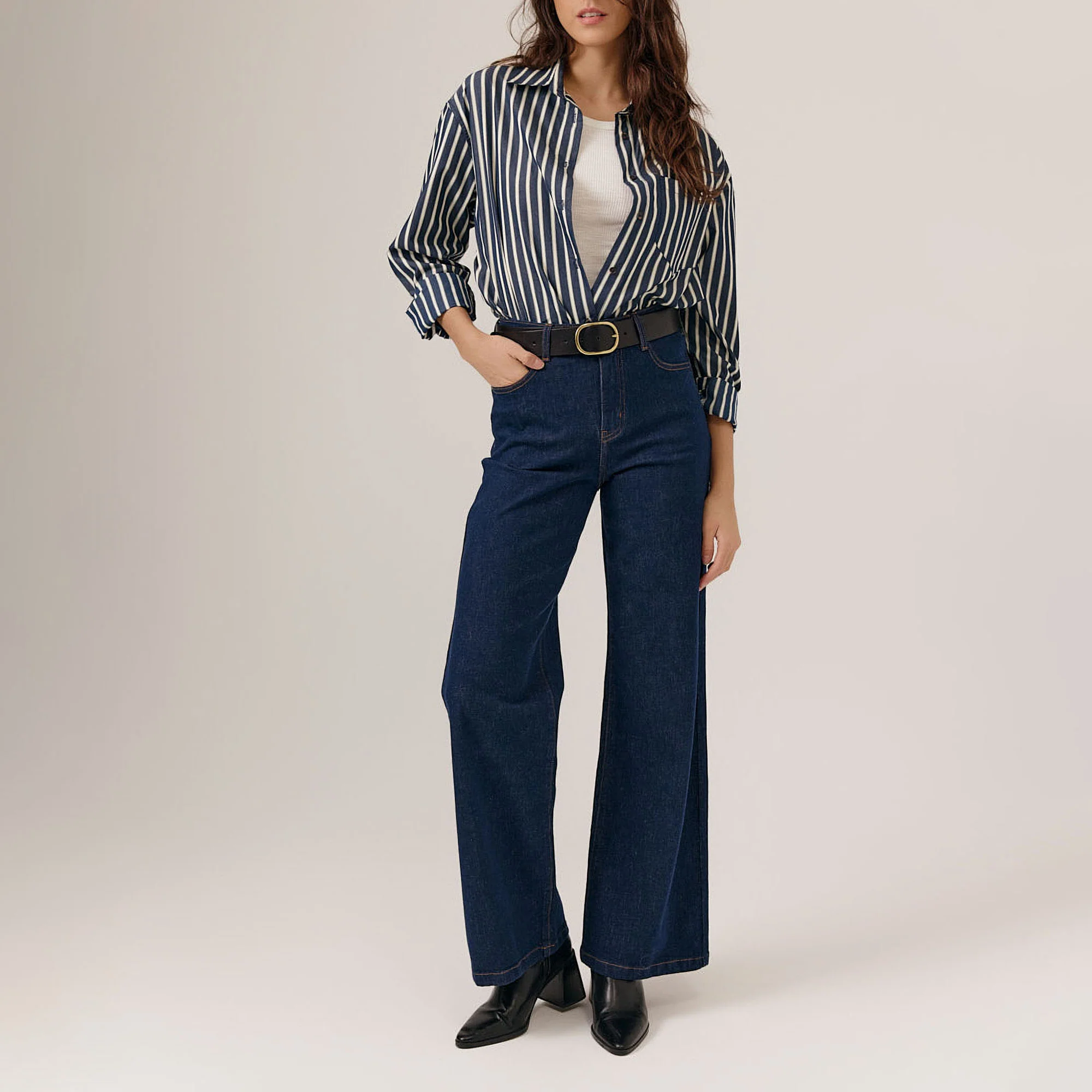 ARTLOVE Claire Striped Shirt in Navy - Image 3