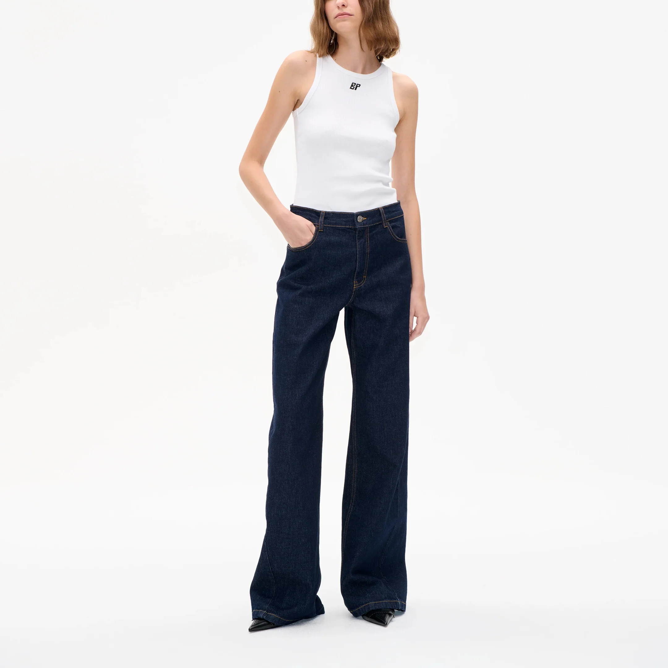 BAUM UND PFERDGARTEN NO 03 High Waisted Wide Leg Jeans in Dark Blue - Image 3