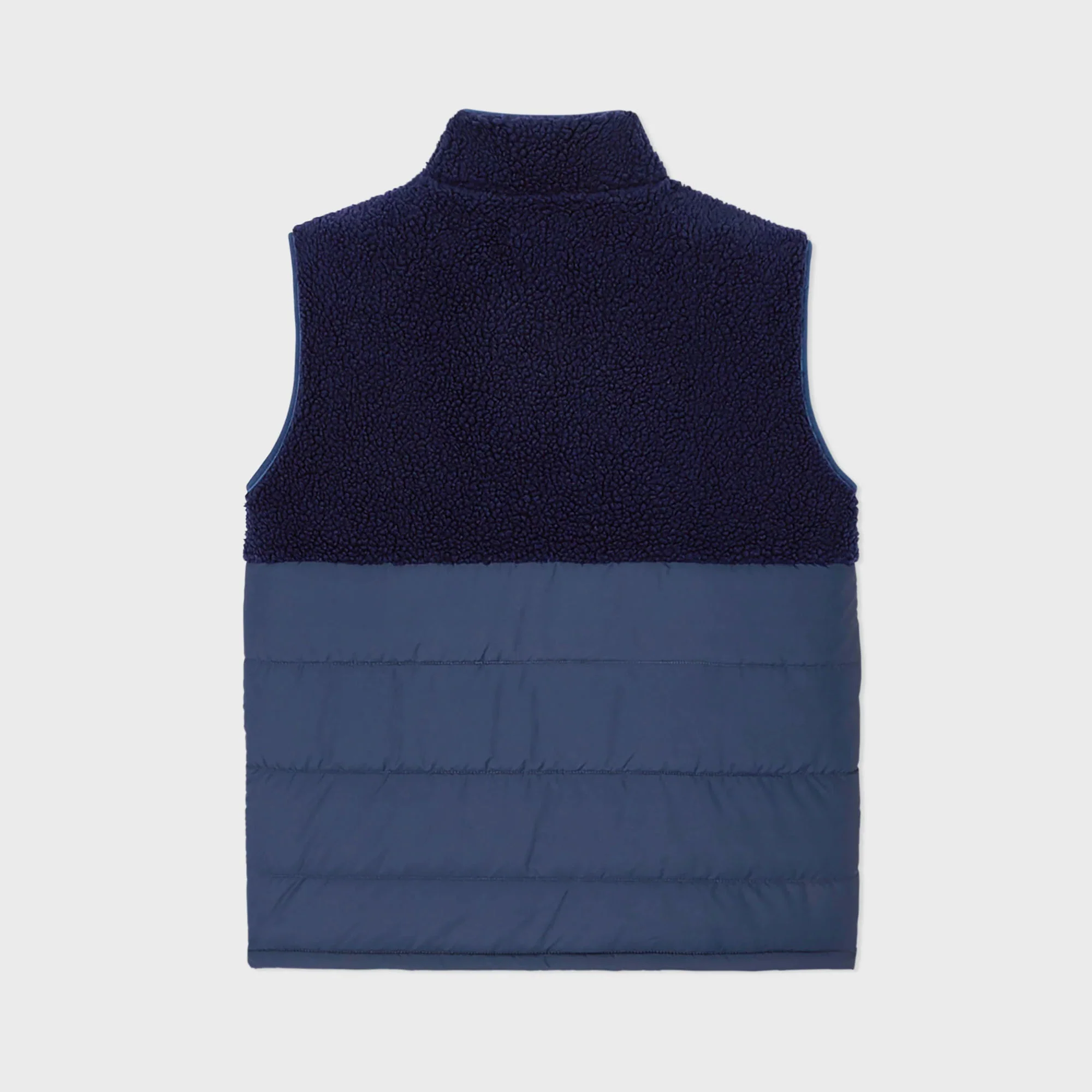 BILLYBELT Sleeveless Two-Fabric Sherpa Jacket in Navy - Image 9