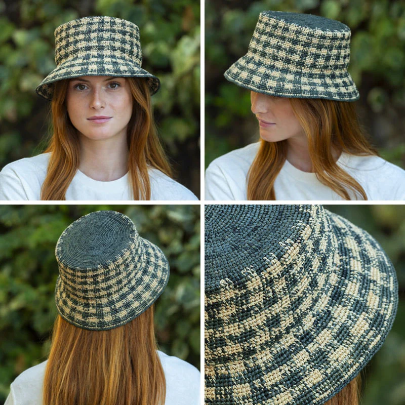 TRAVAUX EN COURS Bob Raffia Hat in Army - Image 7