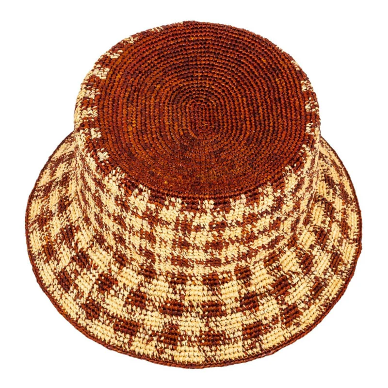 TRAVAUX EN COURS Bob Raffia Hat in Rust - Image 3