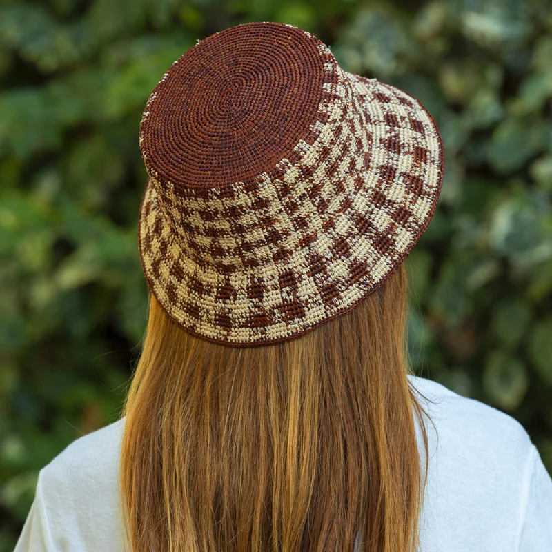 TRAVAUX EN COURS Bob Raffia Hat in Rust - Image 6