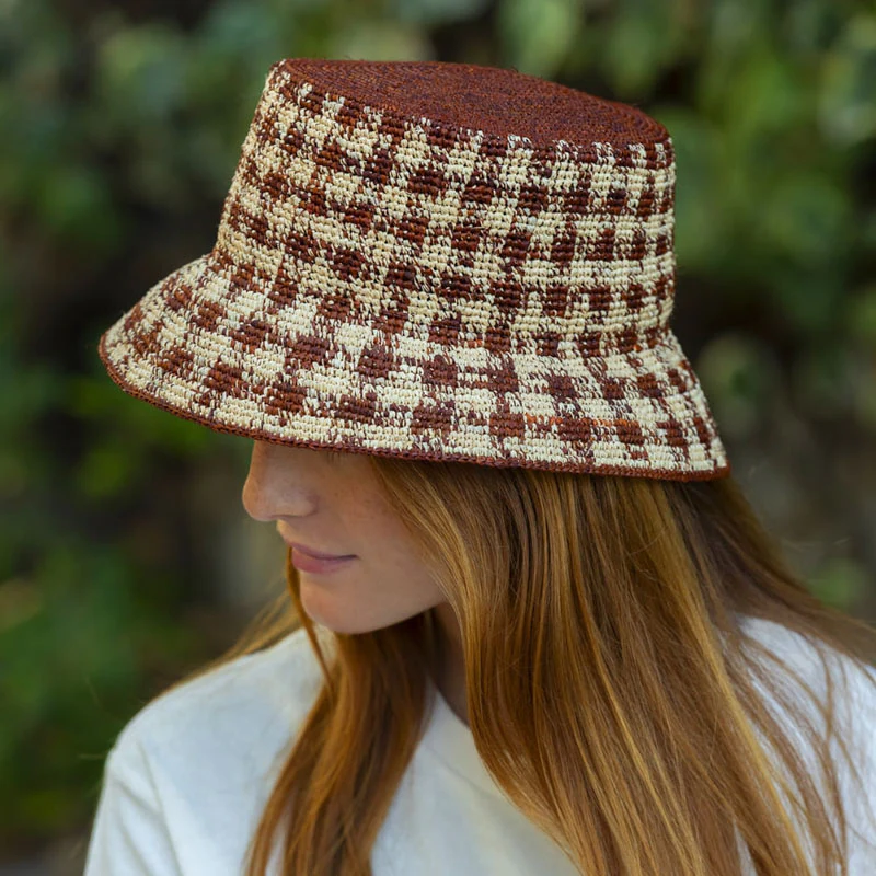 TRAVAUX EN COURS Bob Raffia Hat in Rust - Image 7