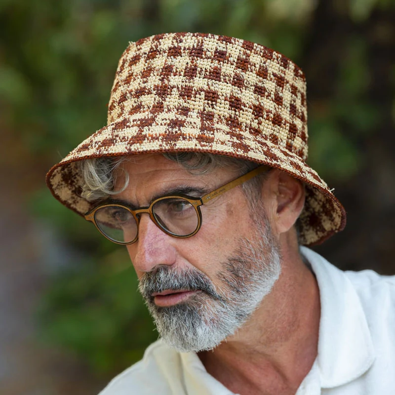 TRAVAUX EN COURS Bob Raffia Hat in Rust - Image 8