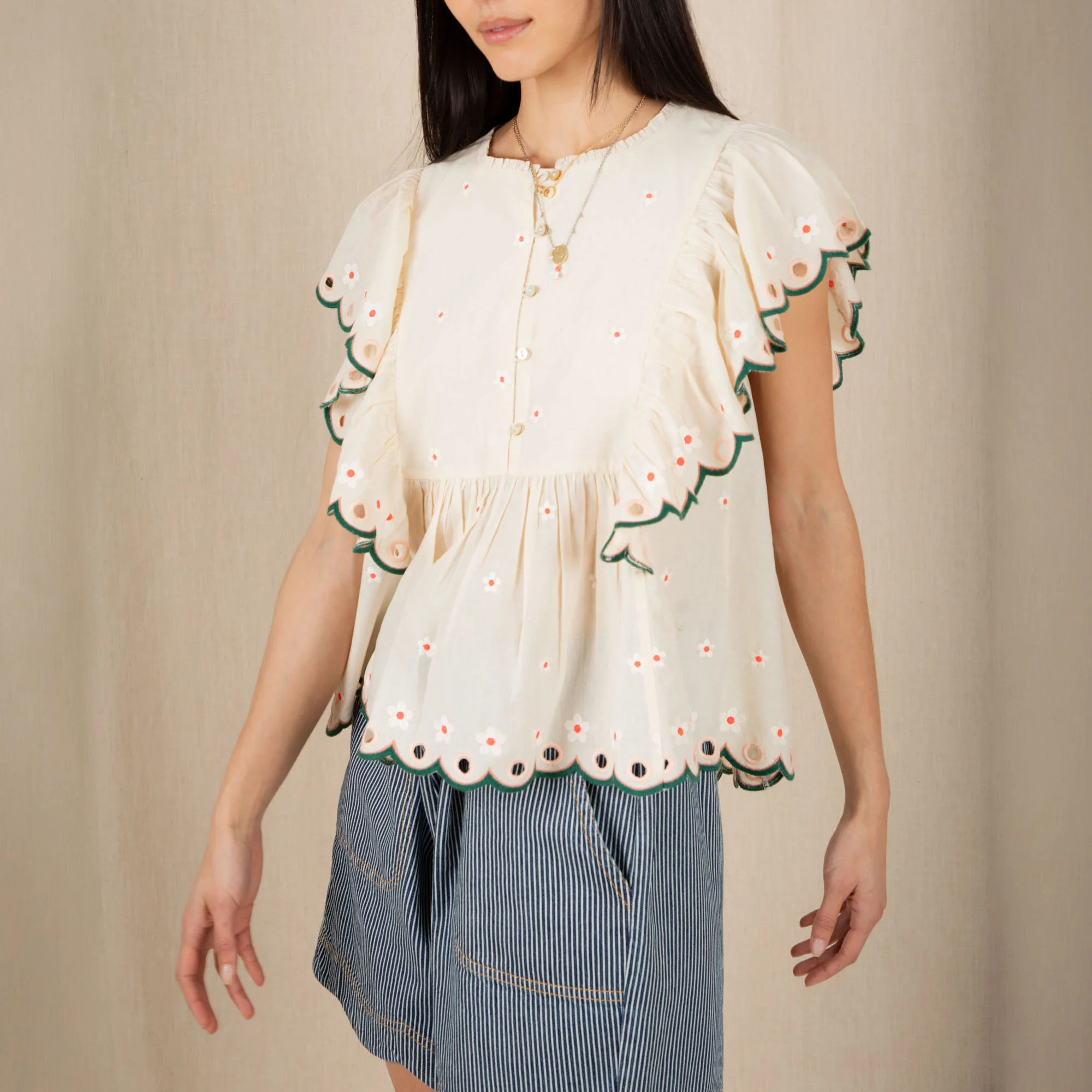 BONTE Darcy Top in Ecru/Multi - Image 2