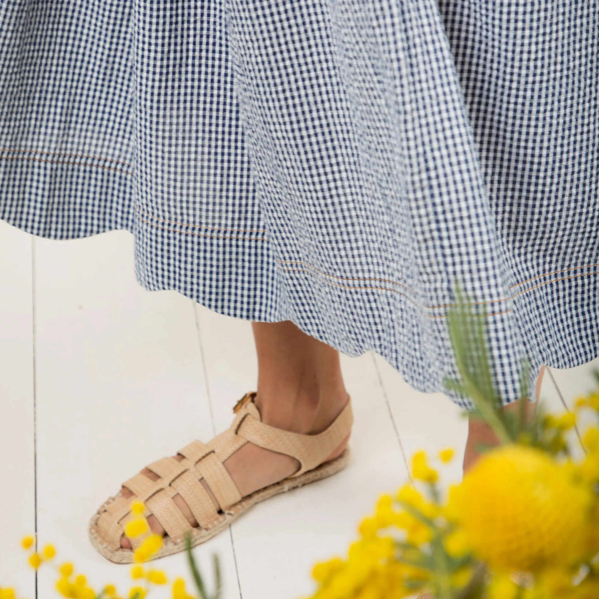 BONTE Polly Gingham Skirt in Navy - Image 2