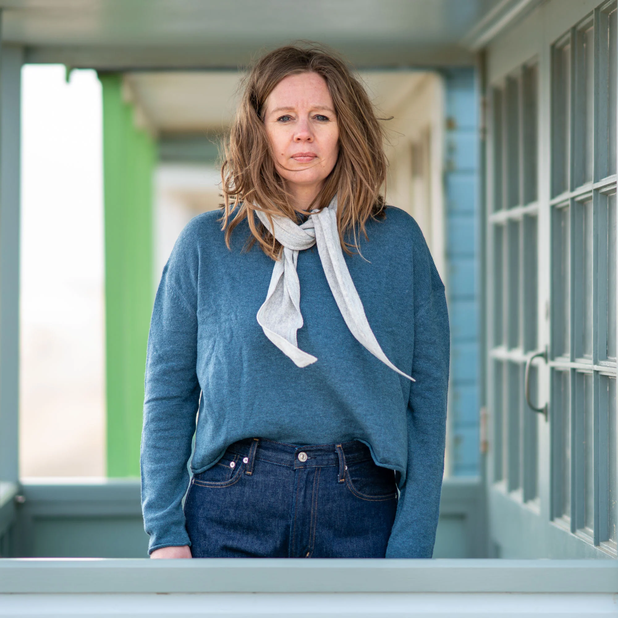COLLEN & CLARE Egg Cashmere & Lambswool Mix Jumper in Teal Marl - Image 5