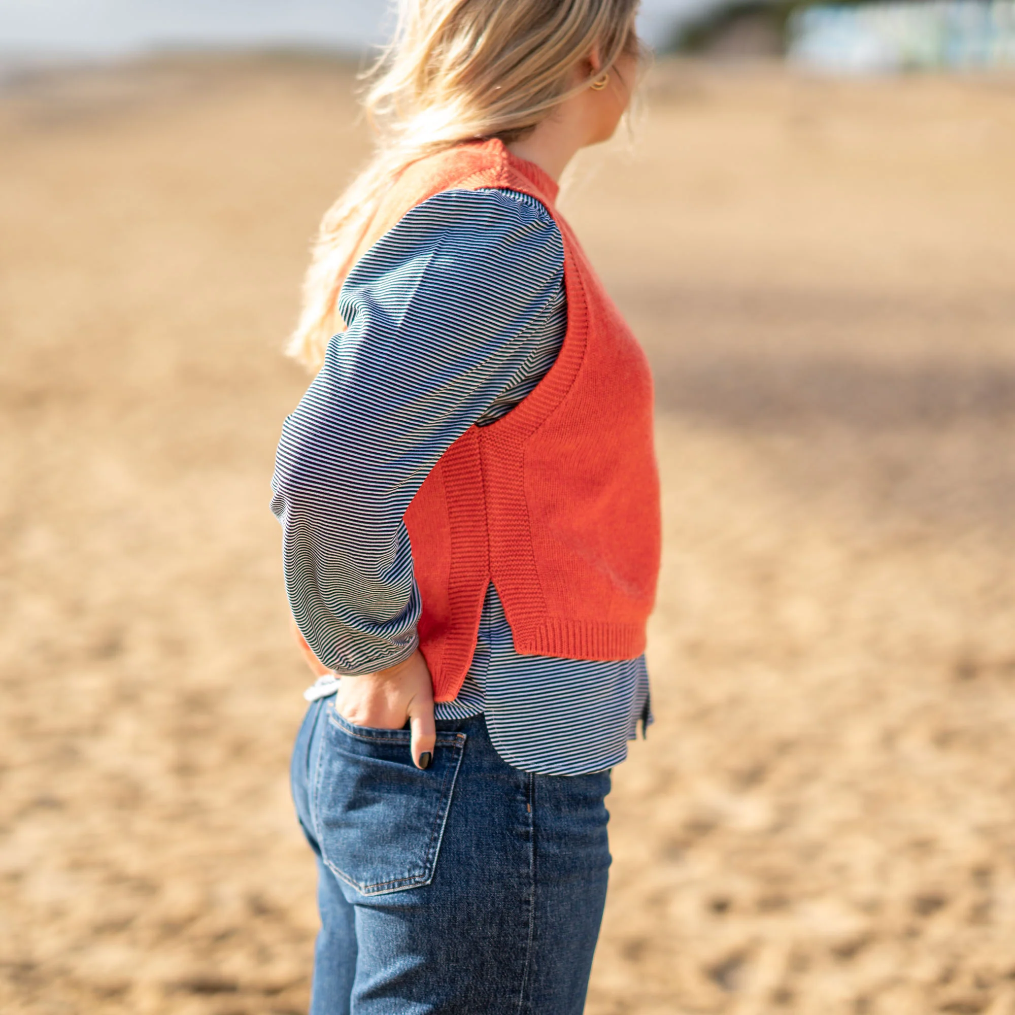 COLLEN & CLARE Lula Cashmere and Lambswool Tank in Flame - Image 4
