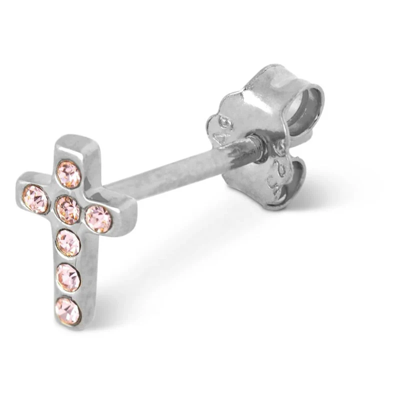 LULU COPENHAGEN Cross Crystal Earring in Silver - Image 2