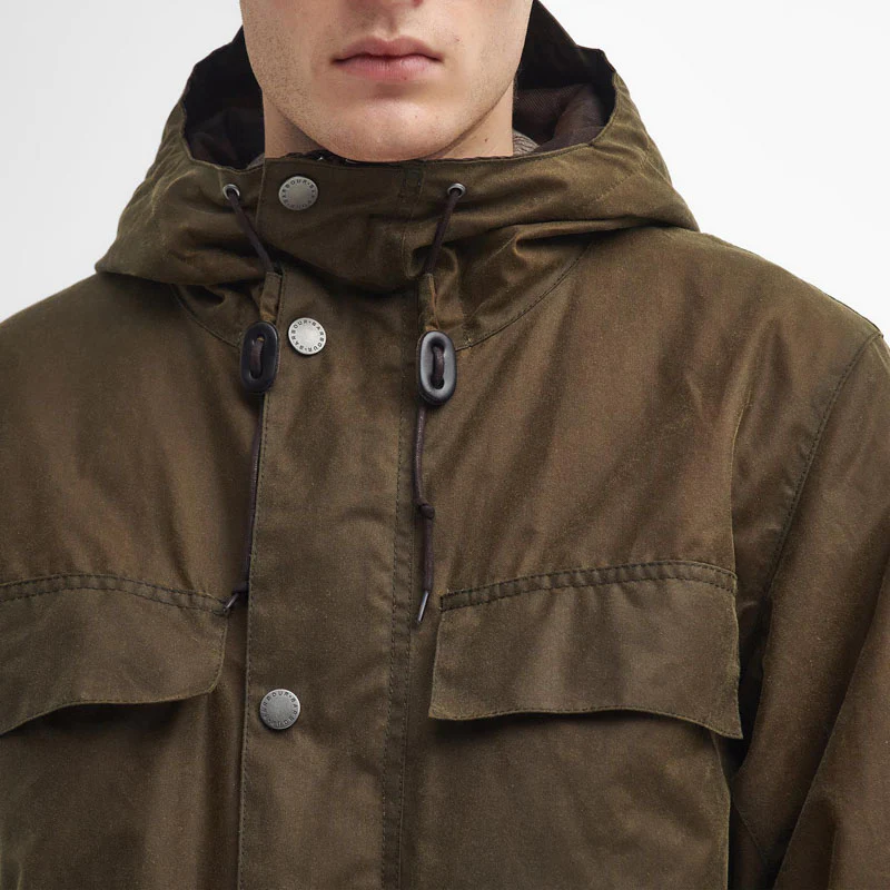BARBOUR Durham Re-engineered Wax Jacket in Beech - Image 3