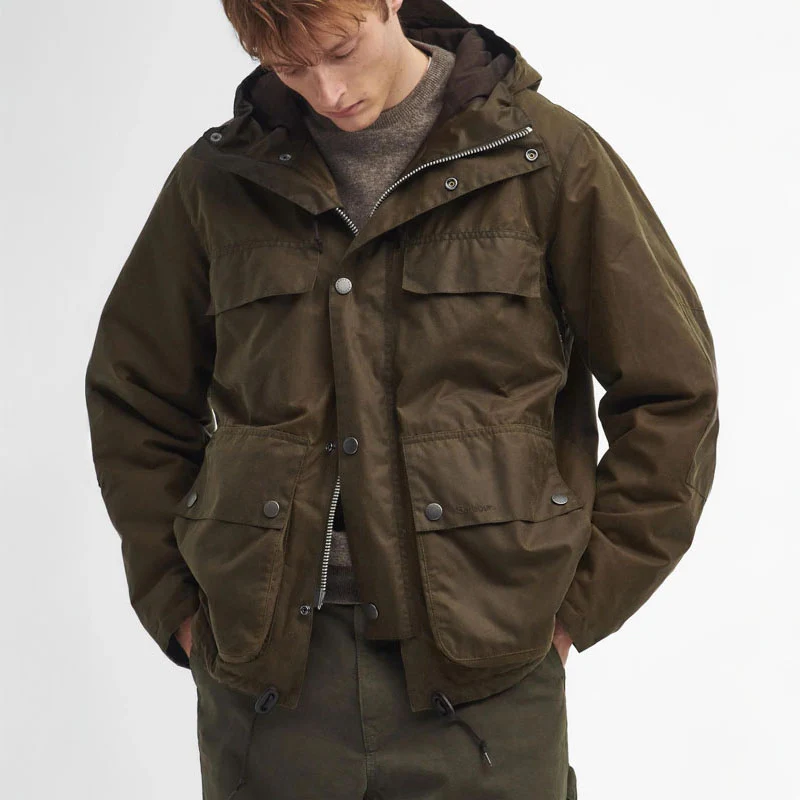 BARBOUR Durham Re-engineered Wax Jacket in Beech - Image 4