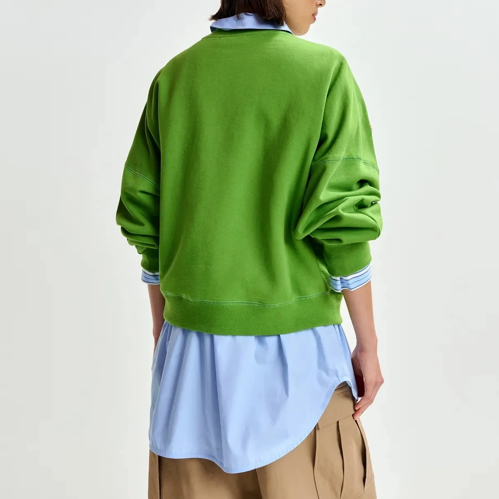 ESSENTIEL ANTWERP Jaga Embroidered Sweatshirt in Spirulina/Green - Image 5