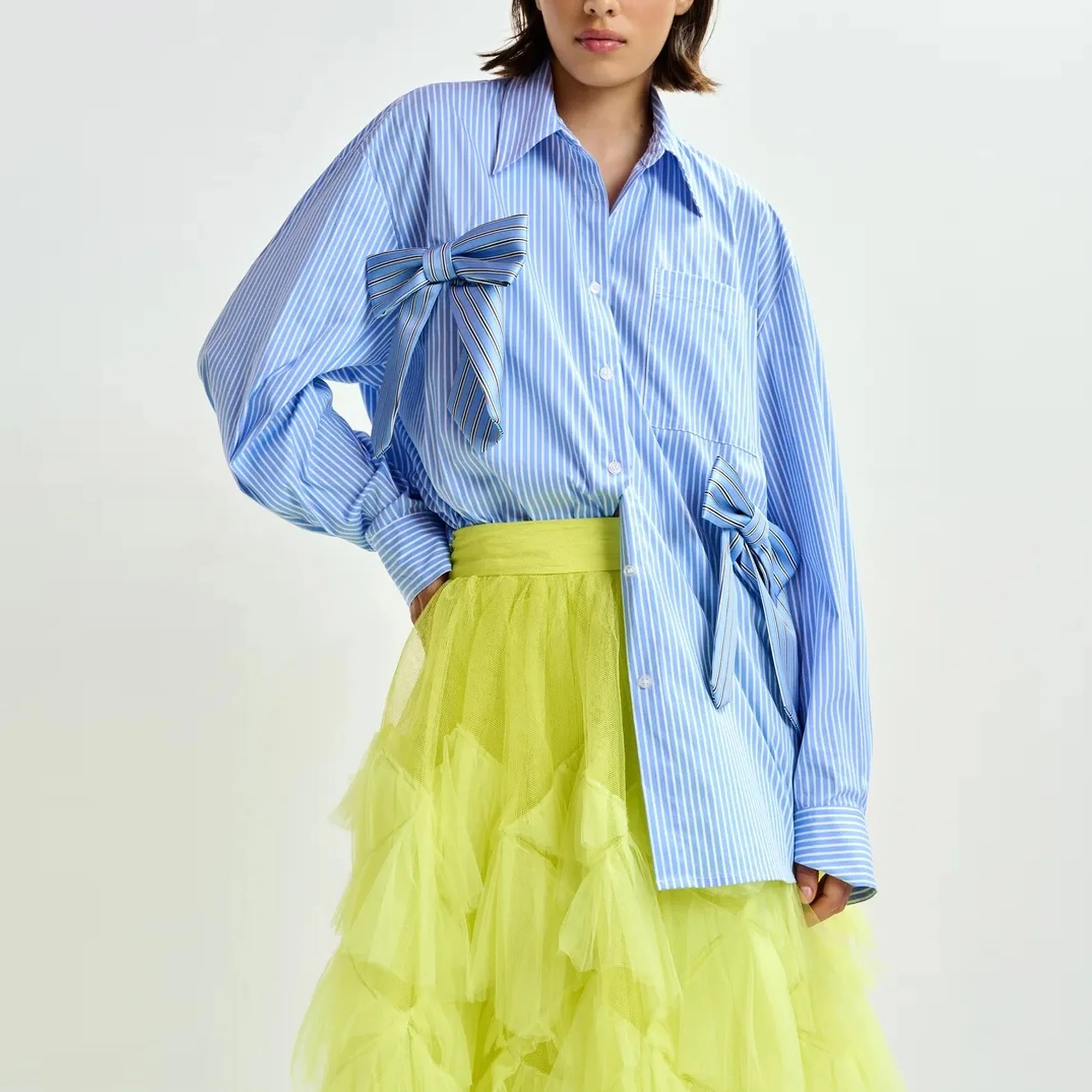 ESSENTIEL ANTWERP Jiwi Shirt with Bowties in Nile/Blue - Image 2