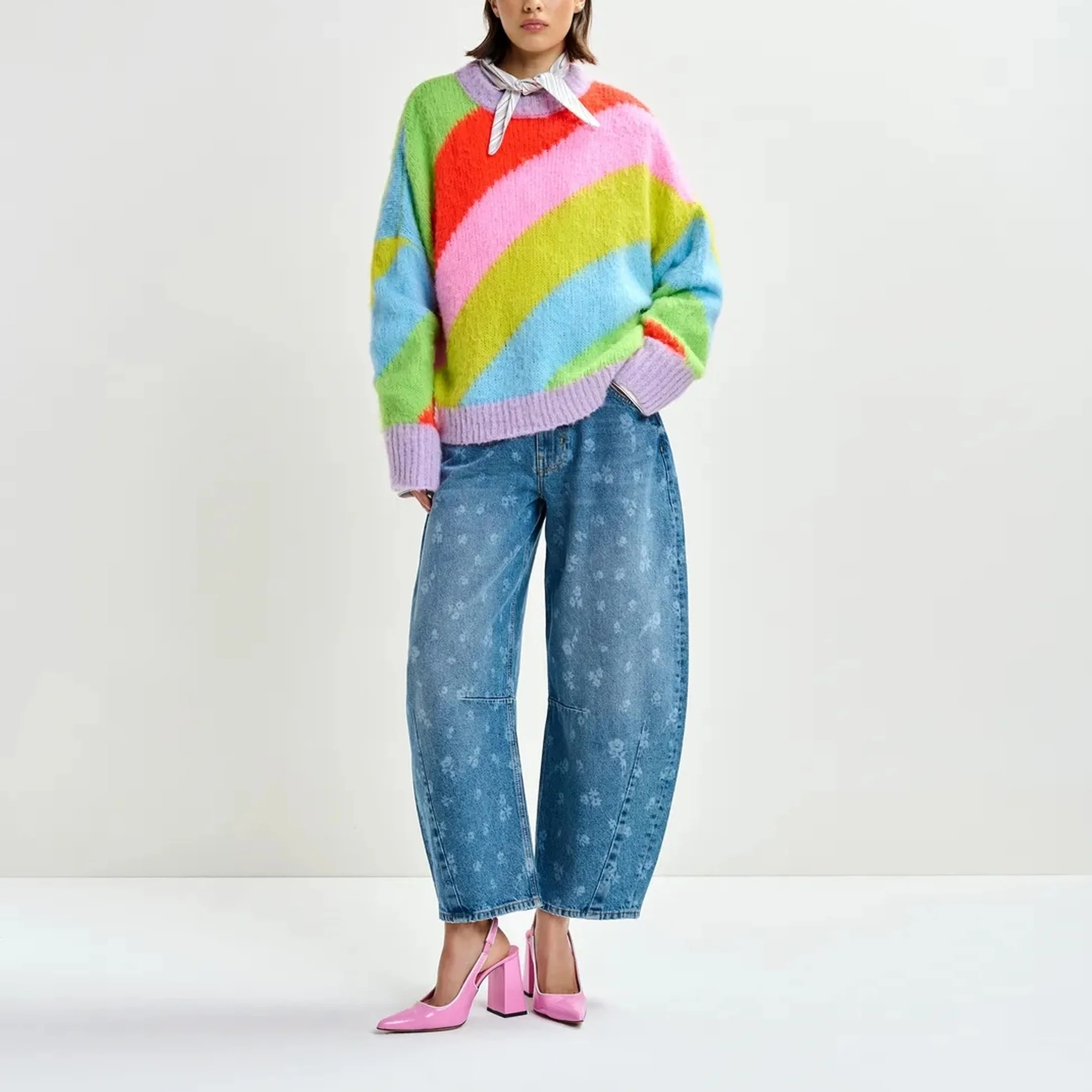 ESSENTIEL ANTWERP Jolor Striped Pullover in Orange/Brulee - Image 5