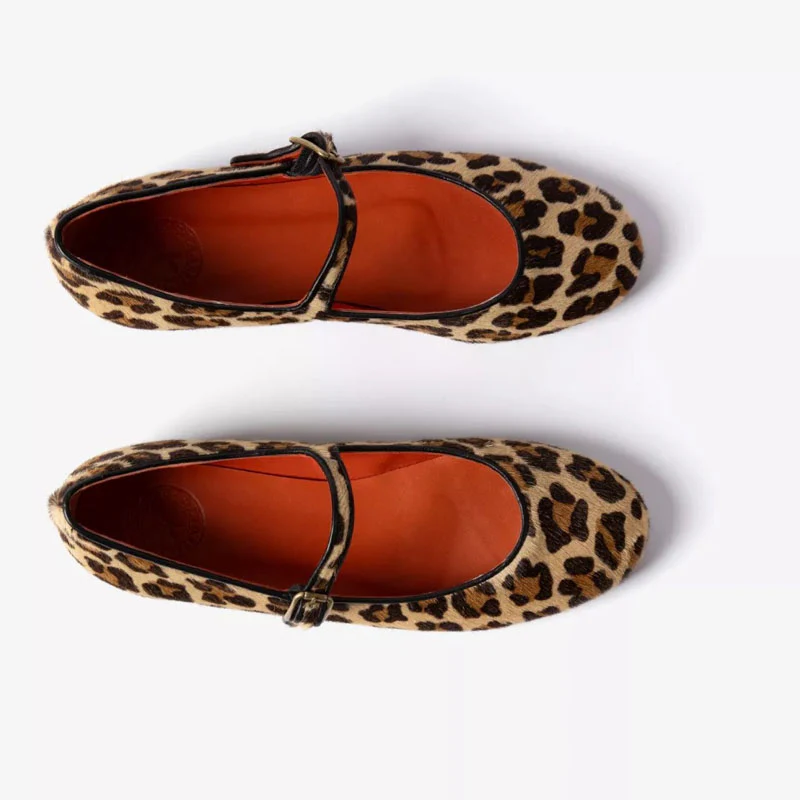 PENELOPE CHILVERS Fay Leopard Pony Mary Jane Shoes in Brown - Image 4