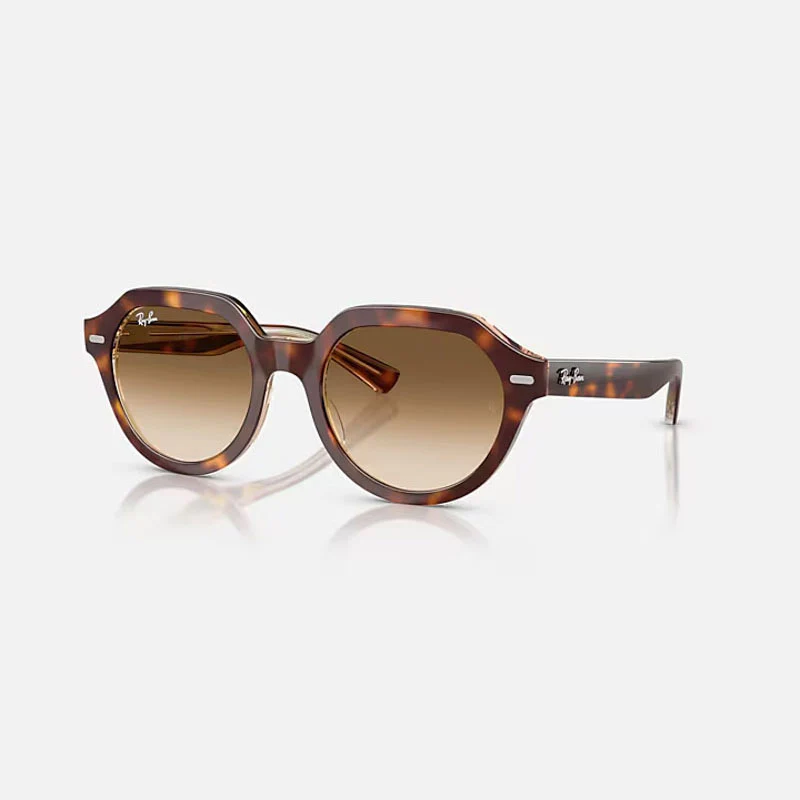 RAY-BAN Gina RB4399 Sunglasses in Light Havana/Clear Gradient Brown - Image 4