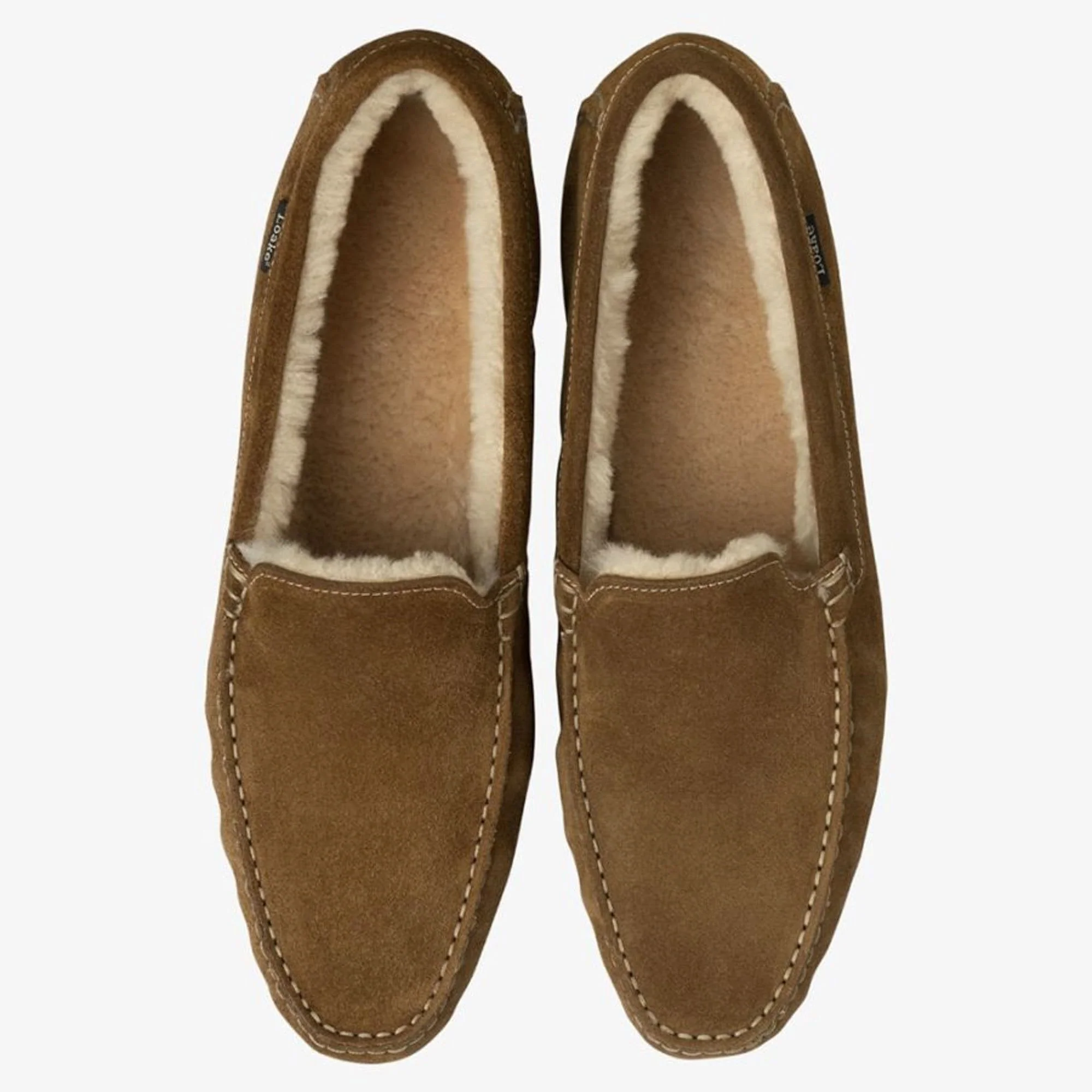 LOAKE Guards Shearling Lined Suede Slippers in Tan - Image 3