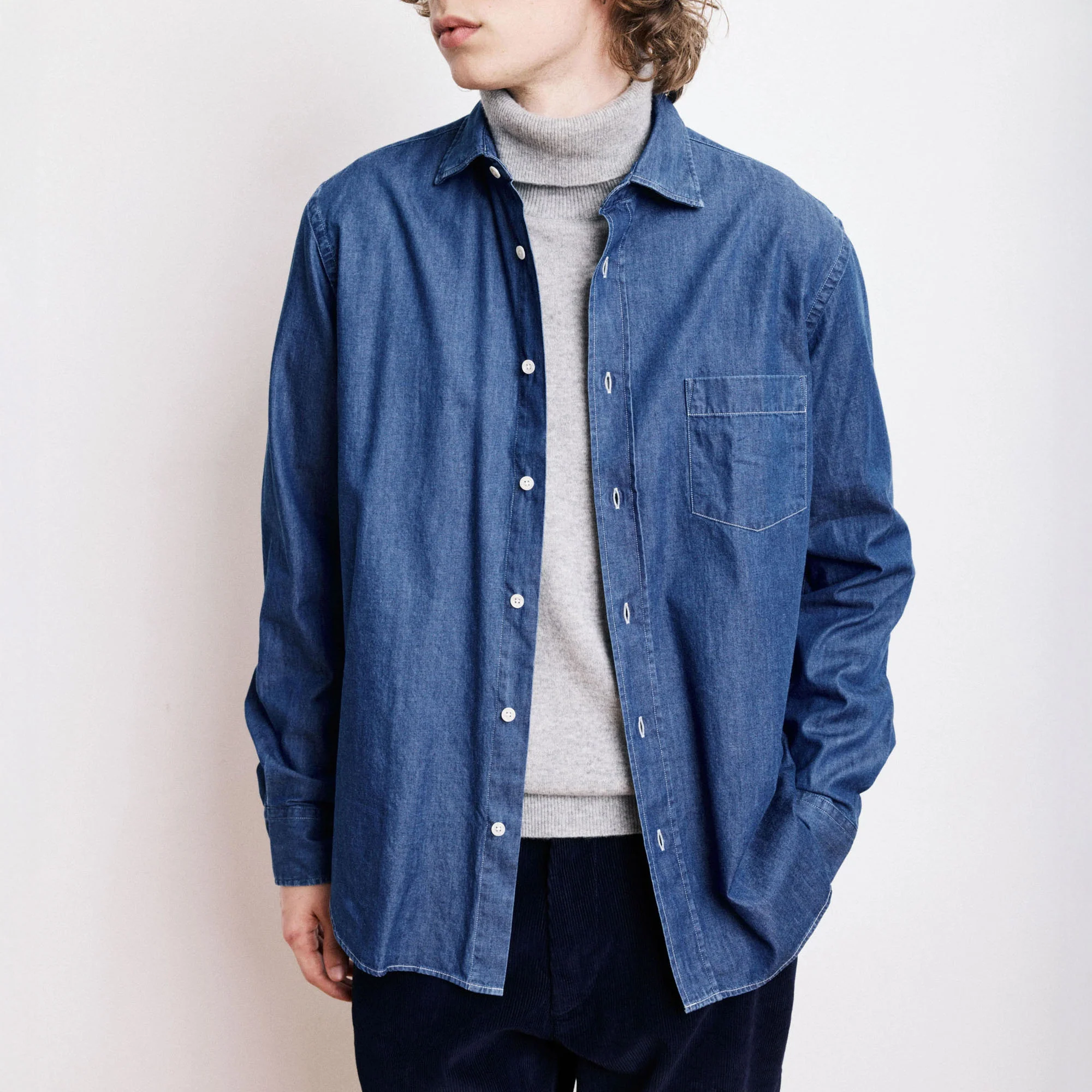 HARTFORD Paul Cotton Shirt in Indigo - Image 2