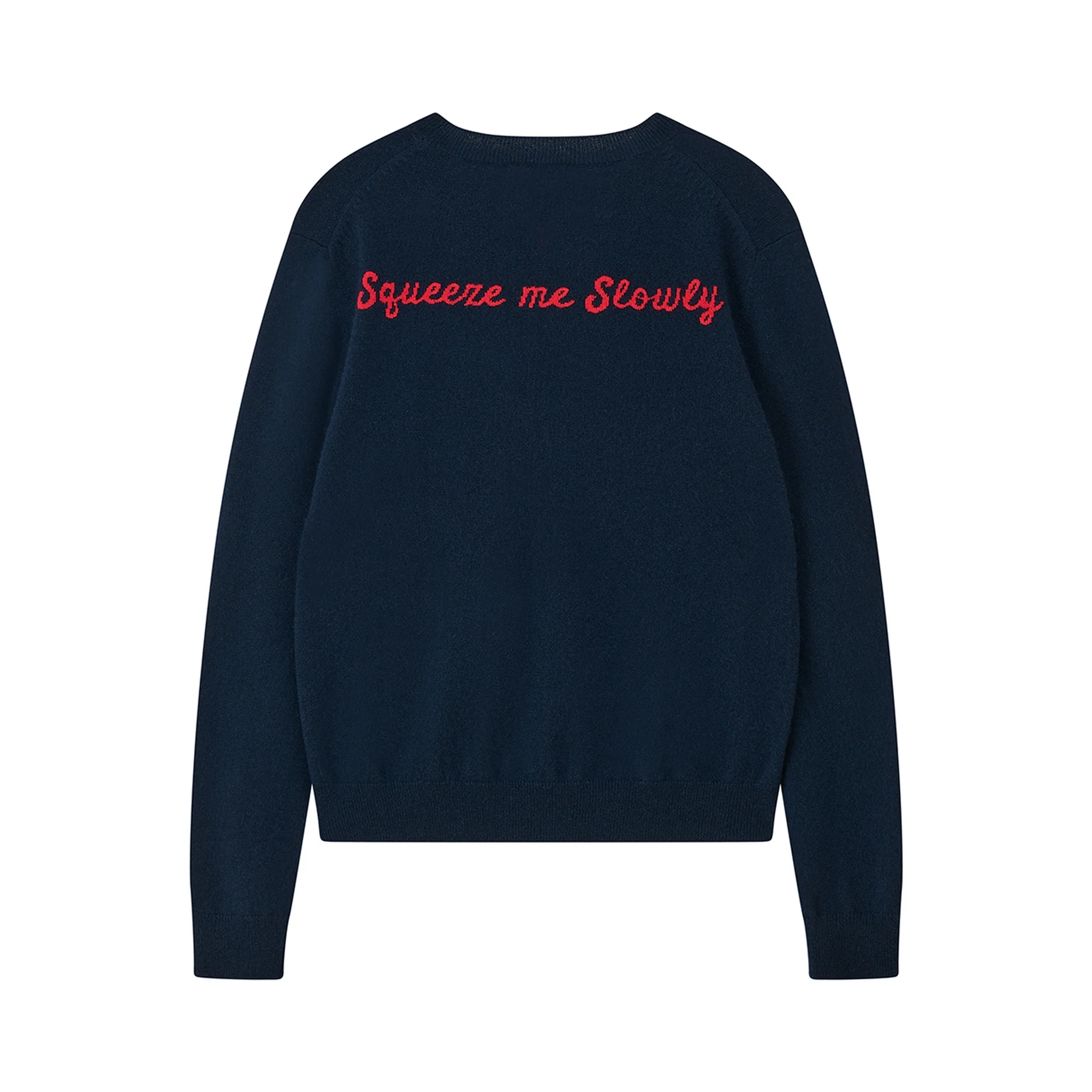 JUMPER 1234 Kiss Me Quick Crew Neck Cashmere Jumper in New Navy/Rose - Image 2