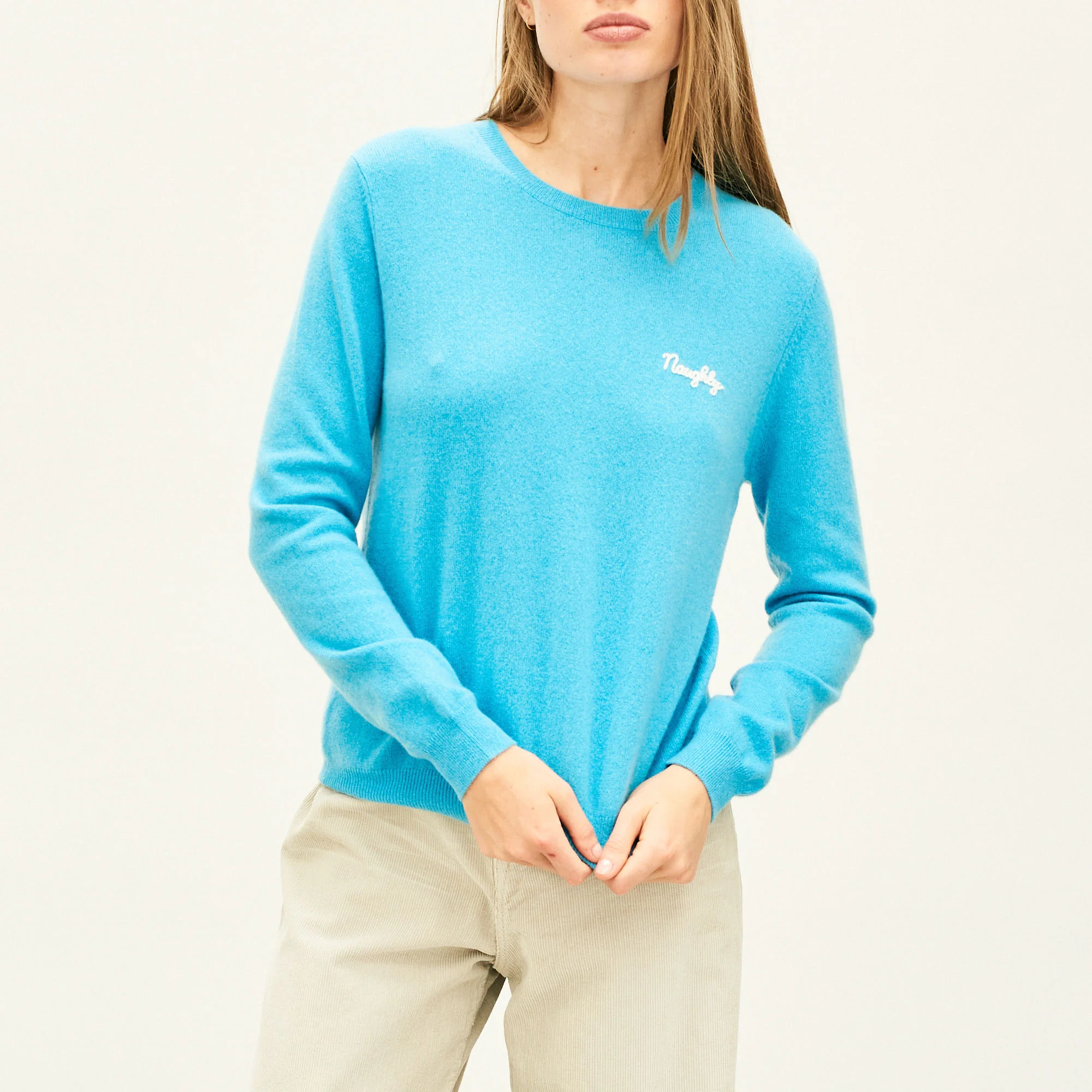 JUMPER 1234 Cashmere Naughty Crew in Mint Blue - Image 2