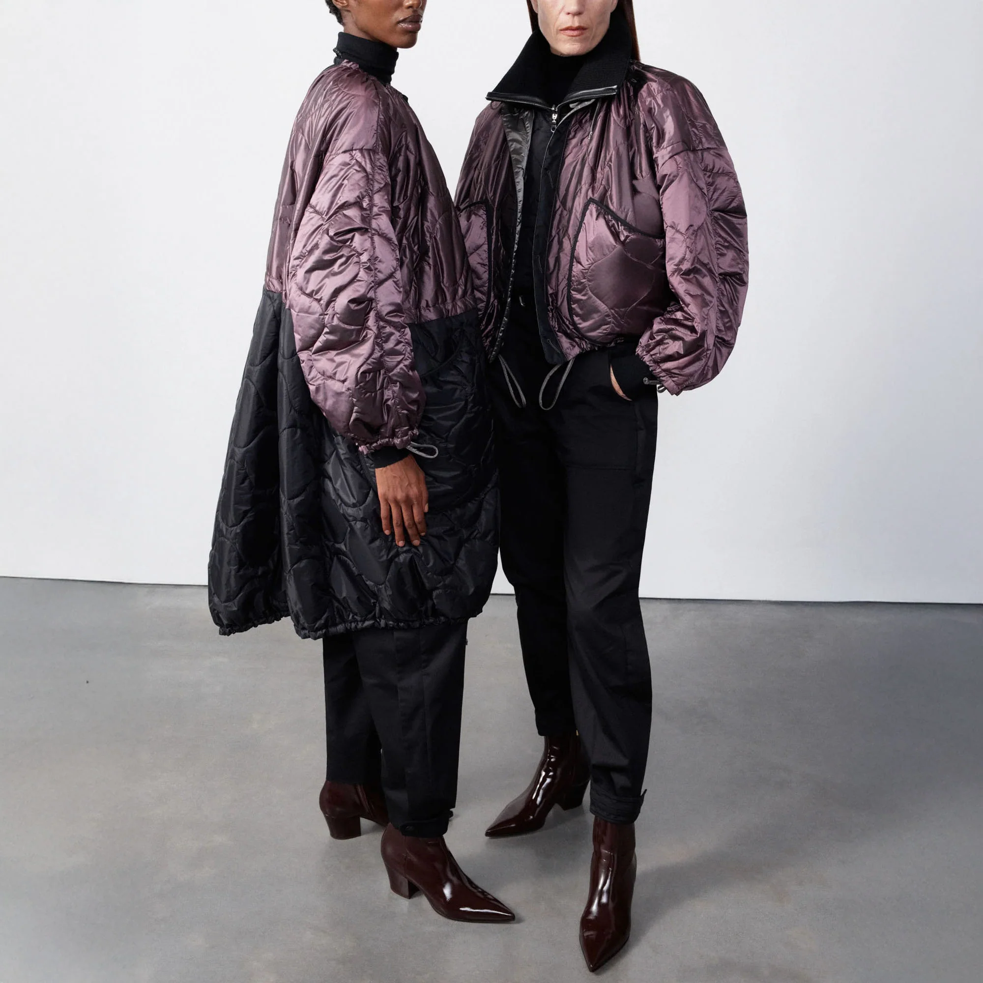 MARFA STANCE Parachute Quilted Bomber  in Granite/Amethyst - Image 4