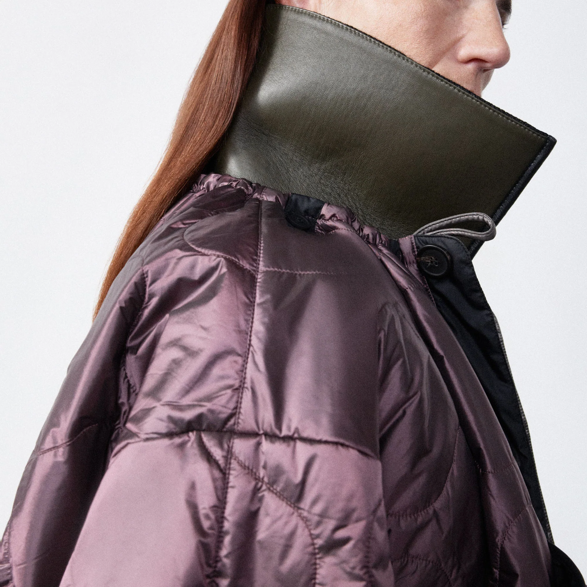 MARFA STANCE Parachute Quilted Bomber  in Granite/Amethyst - Image 5