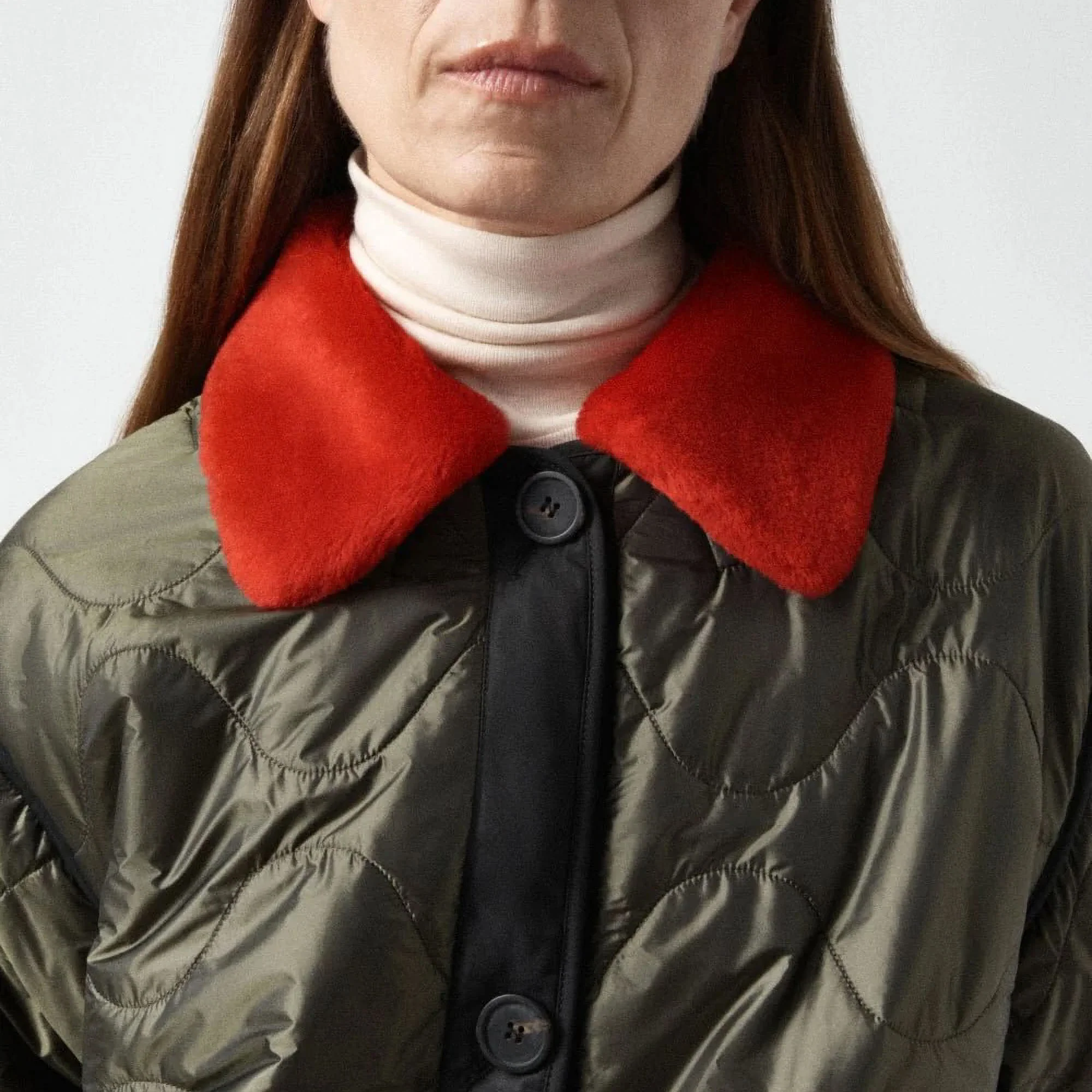 MARFA STANCE Shearling Collar in Bright Red - Image 2