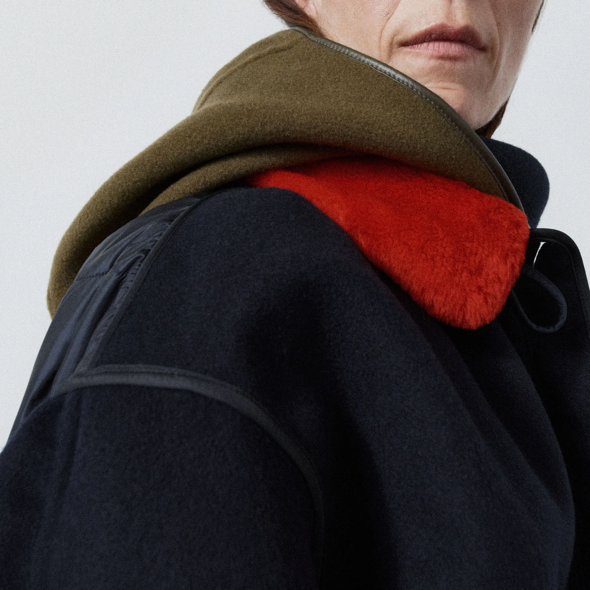 MARFA STANCE Shearling Collar in Bright Red - Image 5