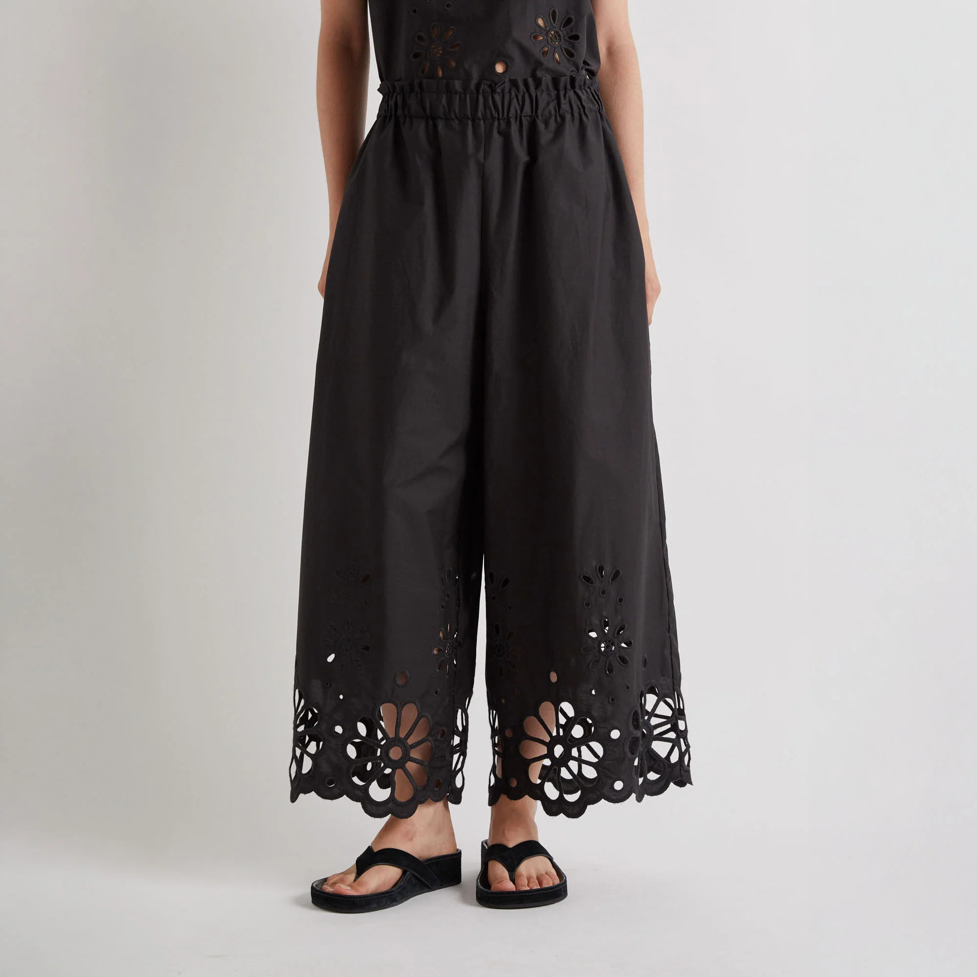MEI MEIJ Cut Out Flower Trousers in Black