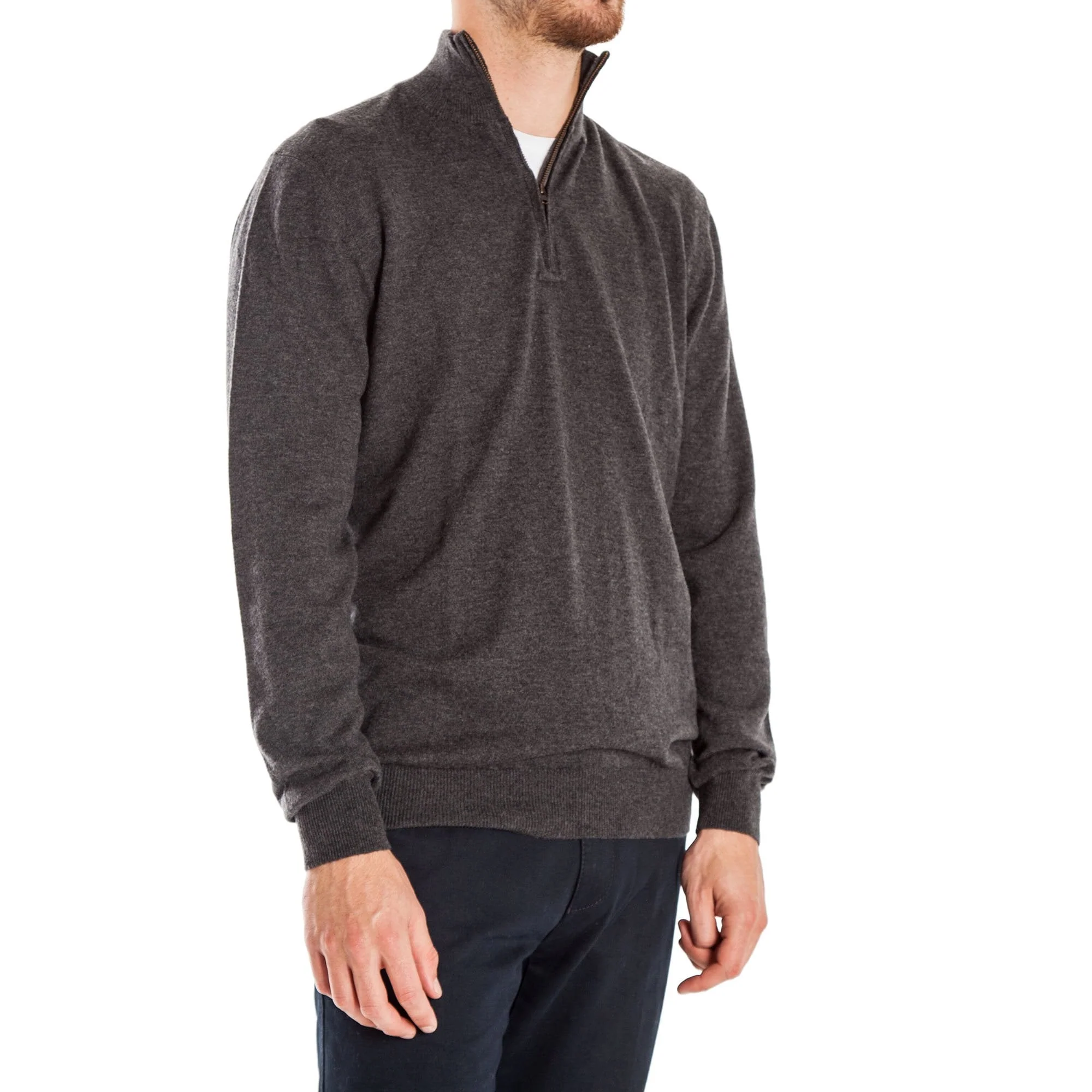 COLLEN & CLARE Miles Half Zip Merino Knit in Graphite Marl - Image 3