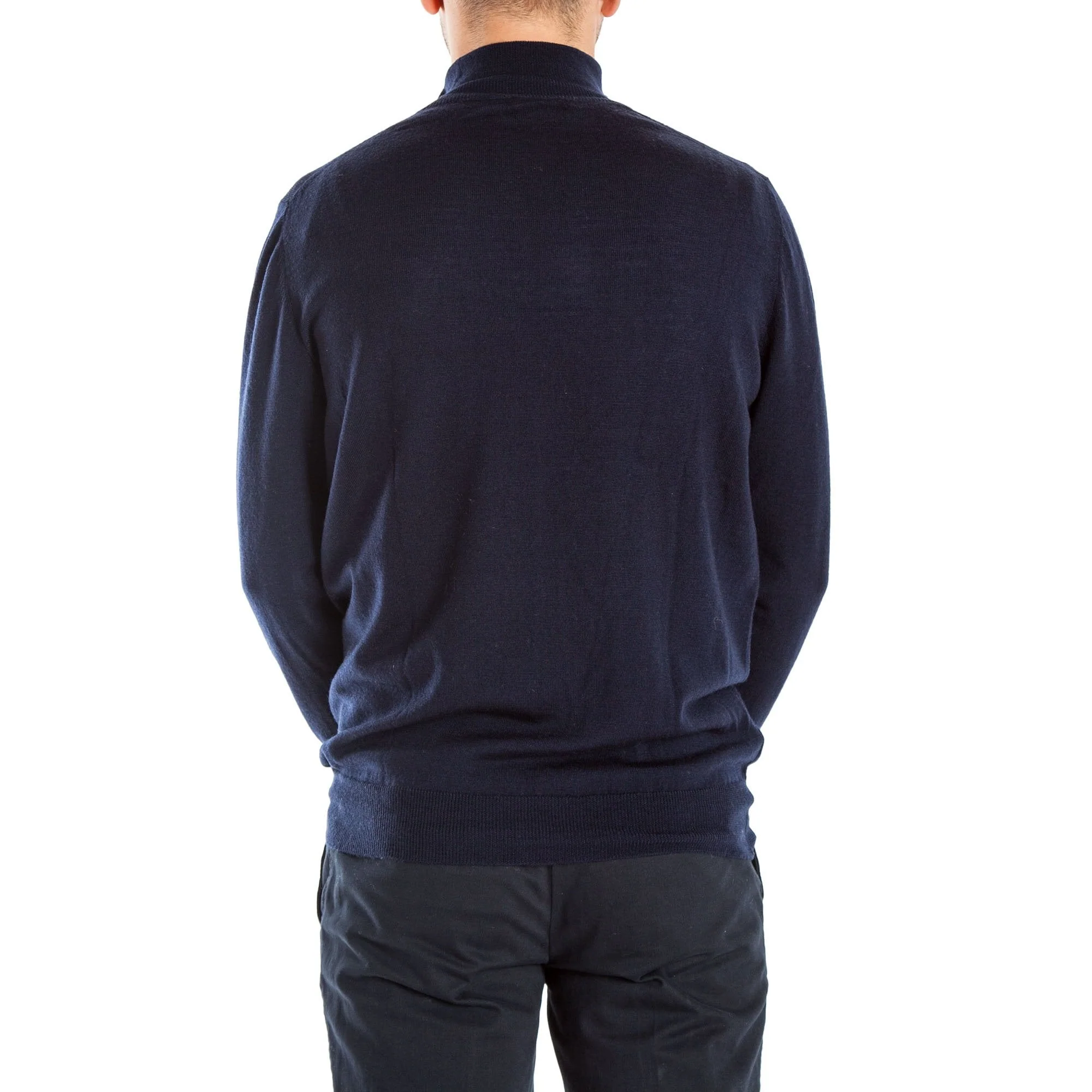 COLLEN & CLARE Miles Half Zip Wool Mix Knit in Navy Marl - Image 3