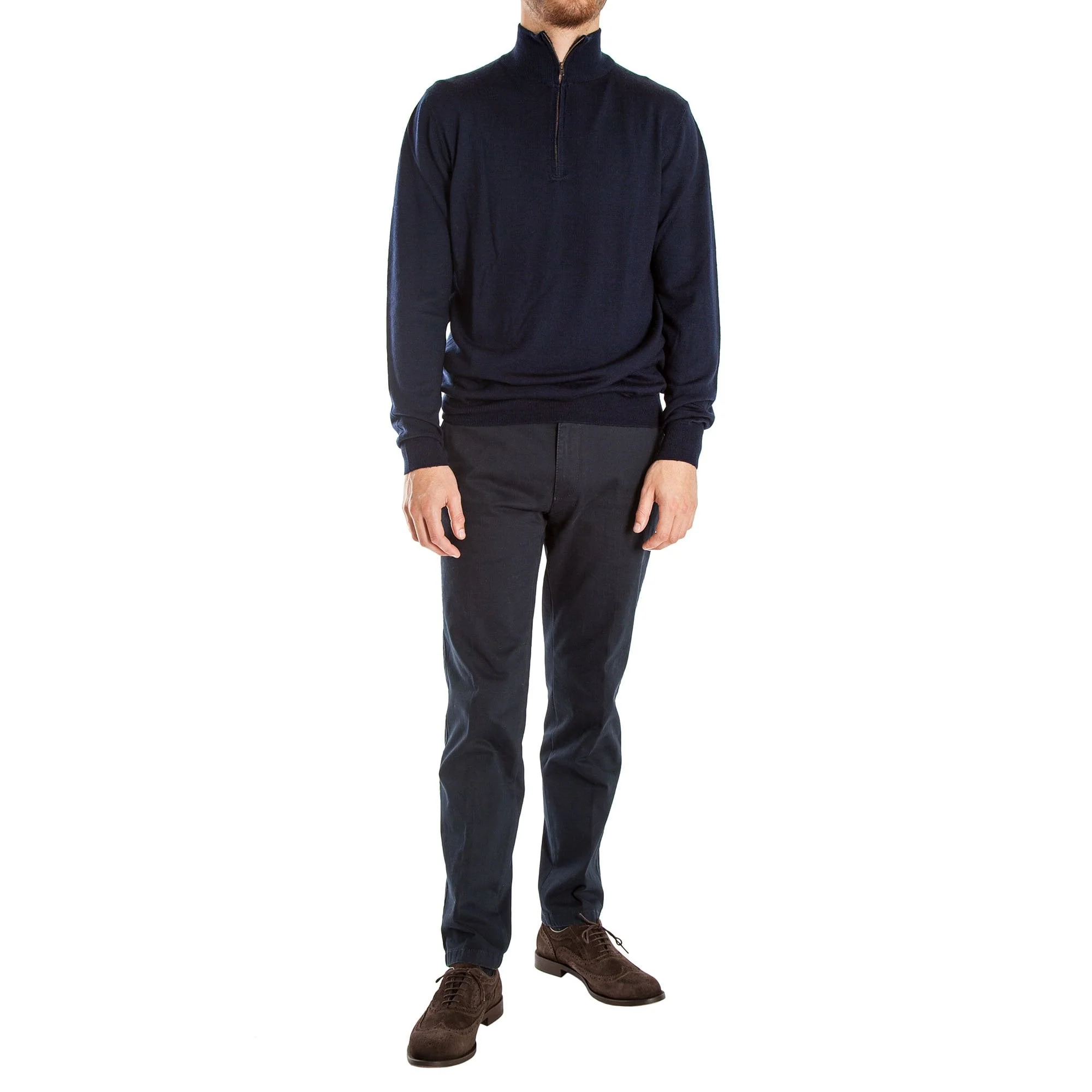 COLLEN & CLARE Miles Half Zip Wool Mix Knit in Navy Marl - Image 4