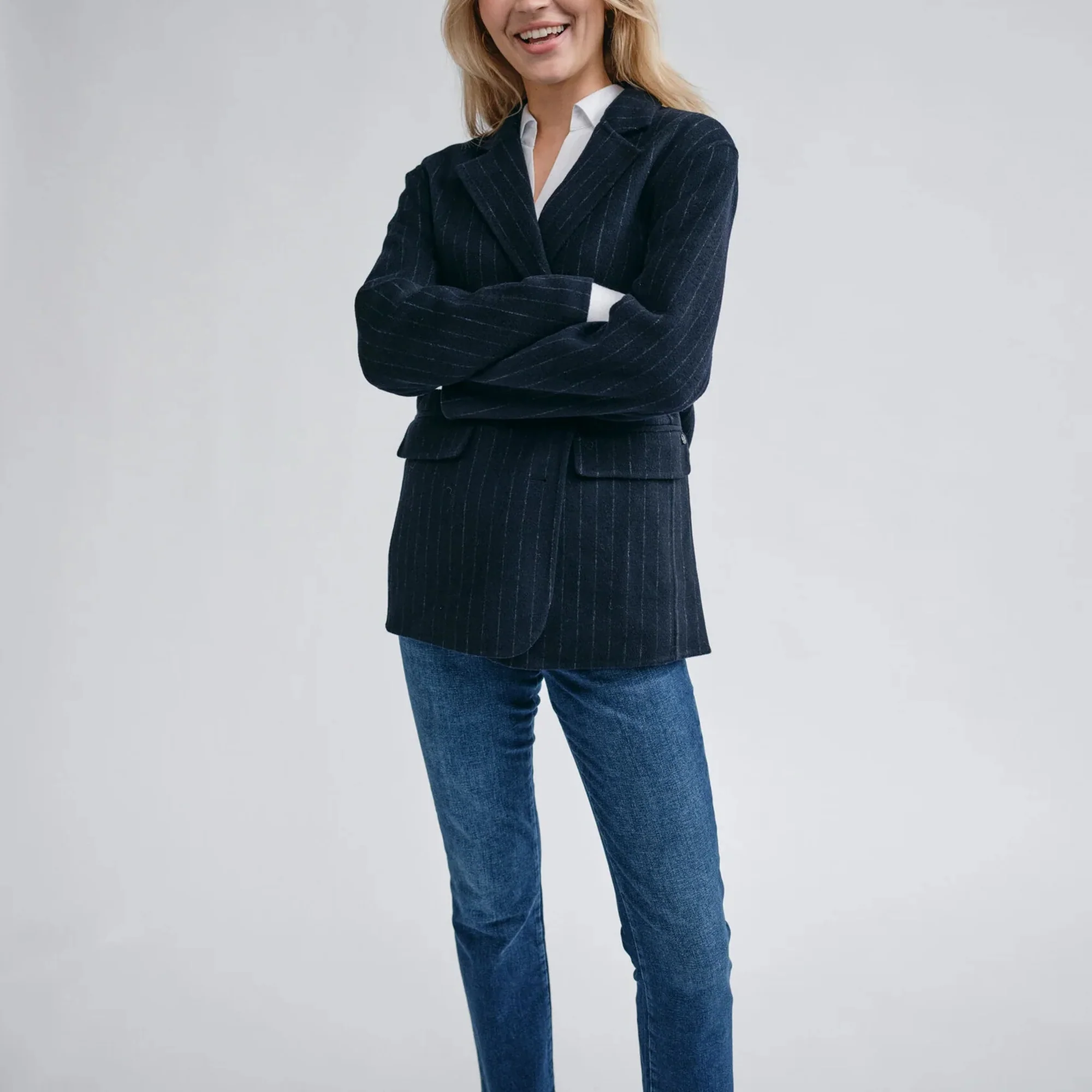 MOS MOSH MMKarita Idun Wool Blazer in Salute Navy - Image 4