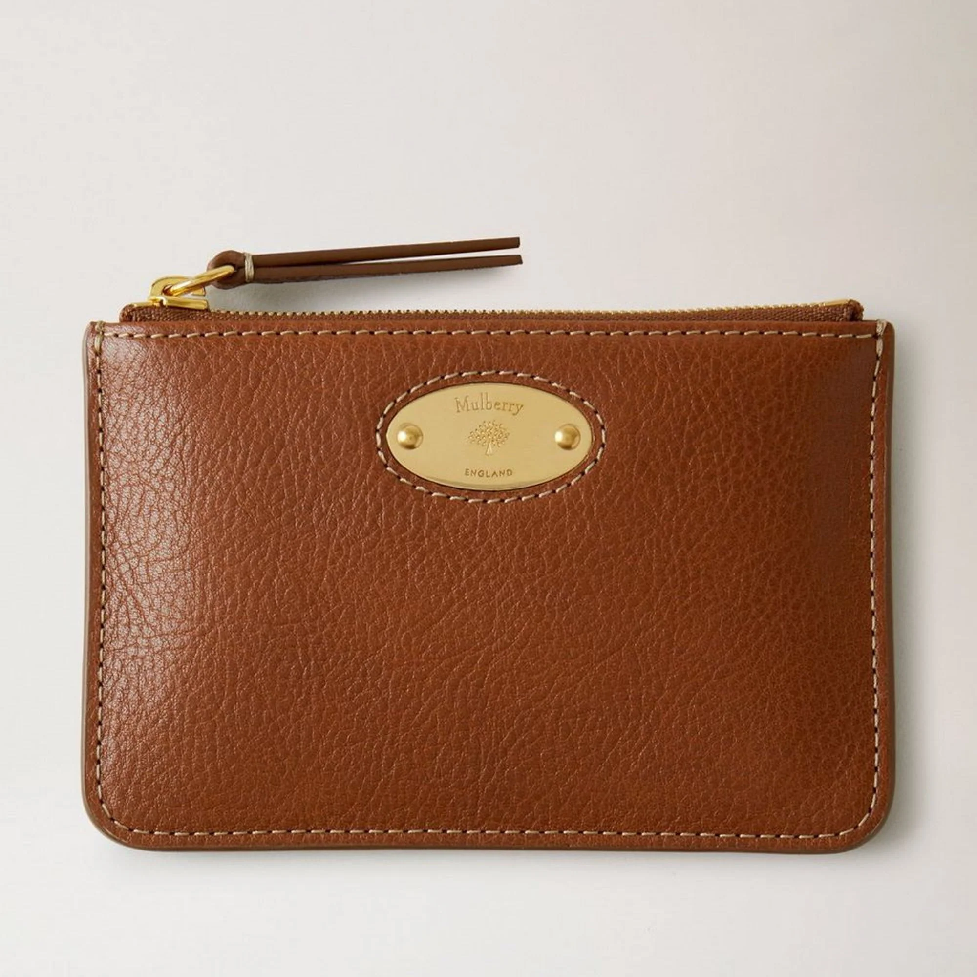 MULBERRY Mulberry Plaque Small Zip Coin Pouch in Oak