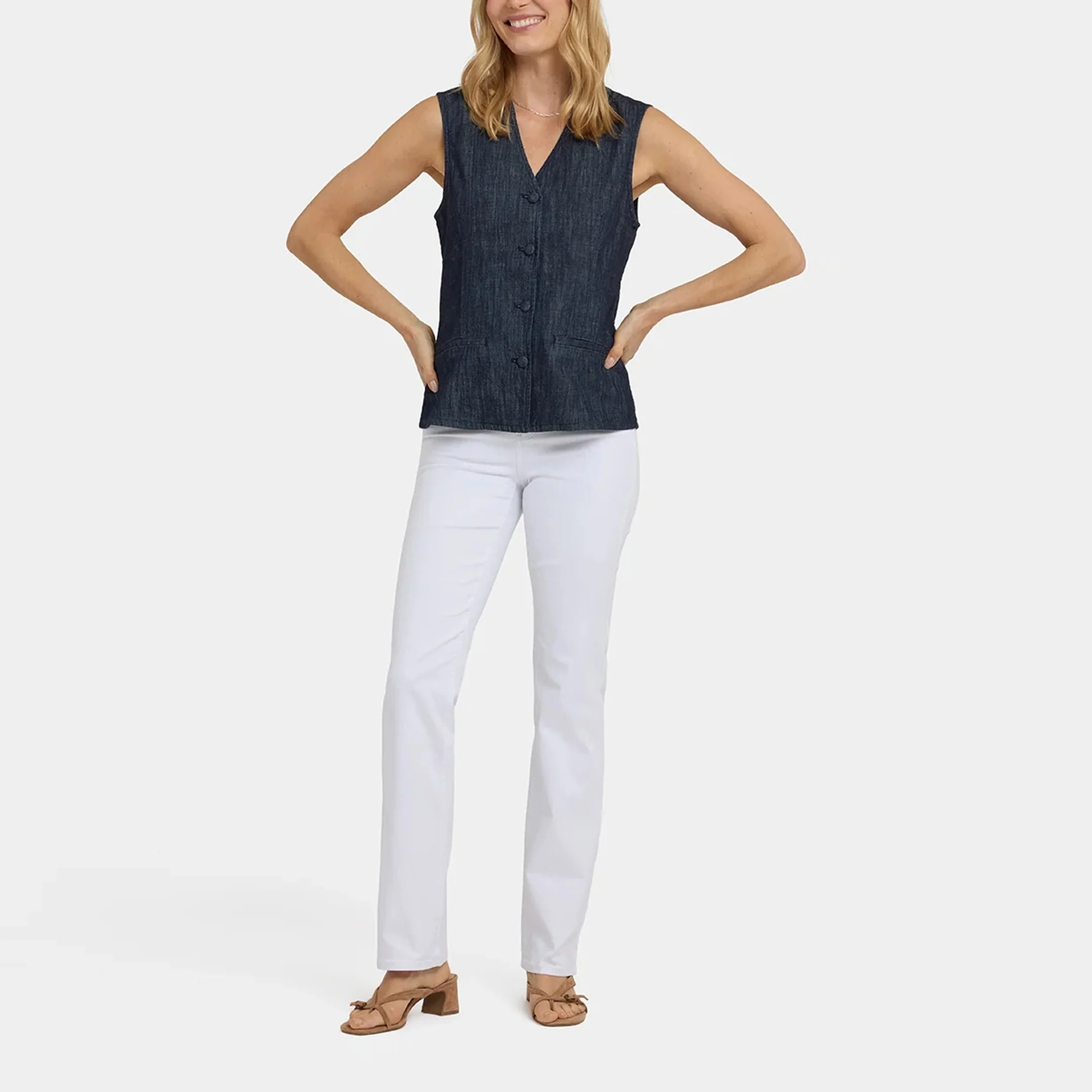 NYDJ Denim Vest  in Dark Indigo - Image 3