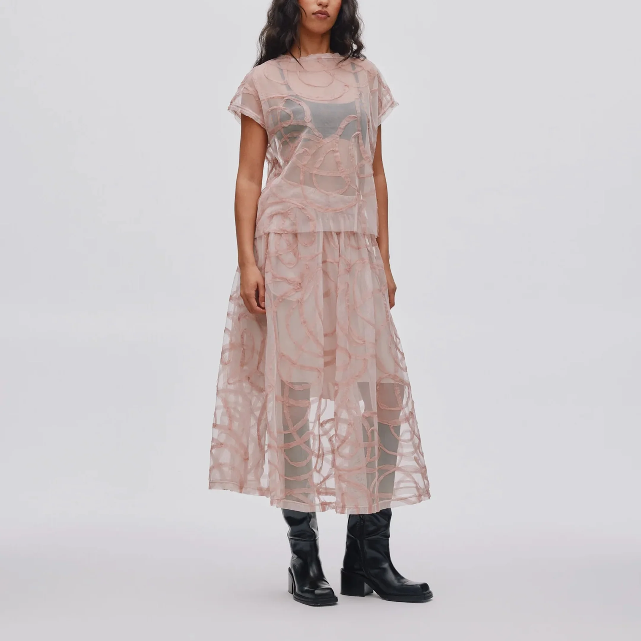 RABENS SALONER Gritt Scribble Tee in Blush - Image 3