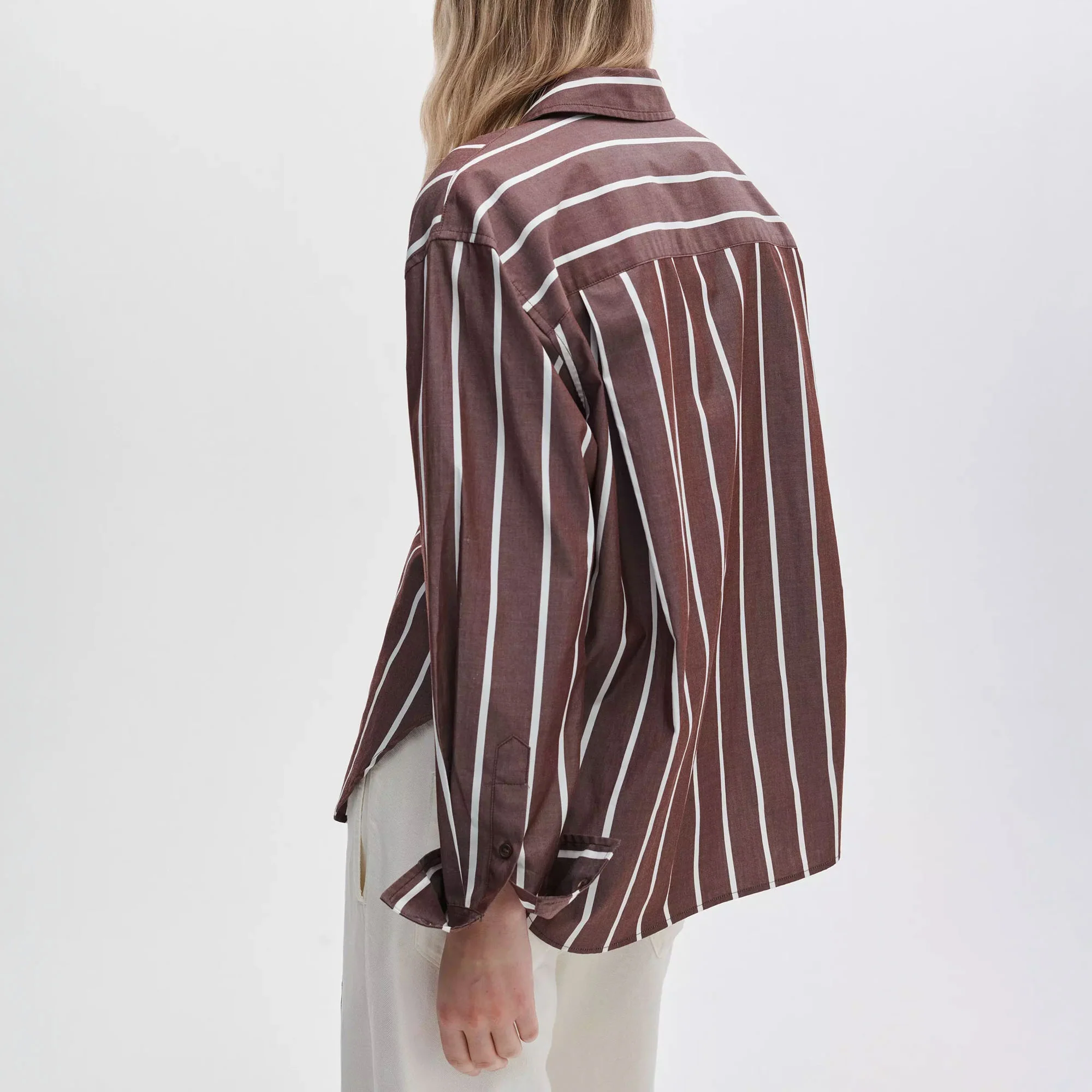 RAG & BONE Connie Stripe Shirt in Brown/Stripe - Image 3