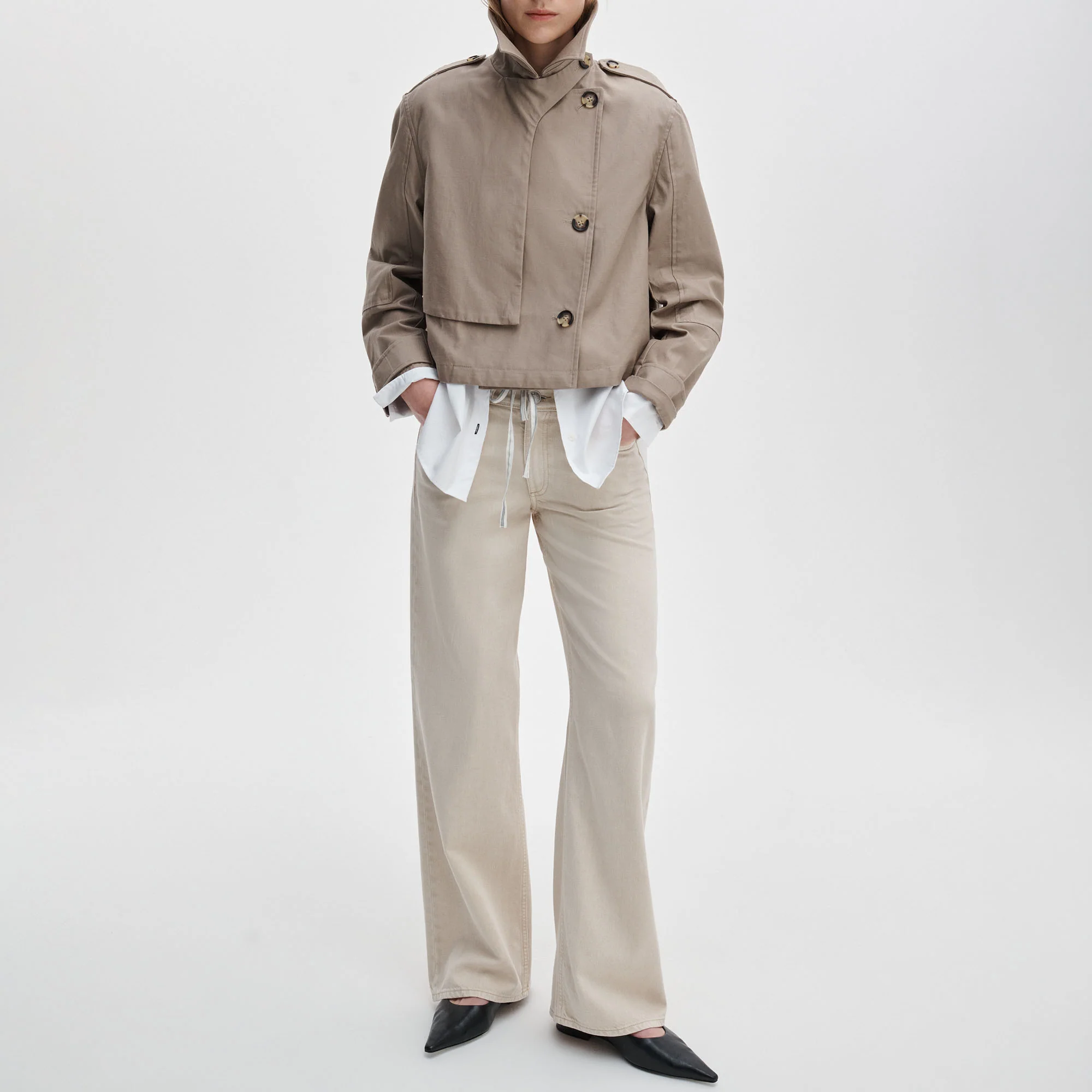 RAG & BONE Jamie Cropped Trench in Khaki - Image 5