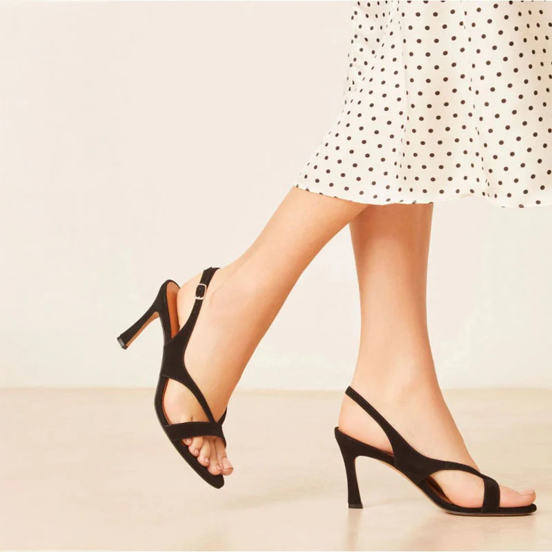 RIVECOUR Sandal 798 Suede Heel in Black - Image 2