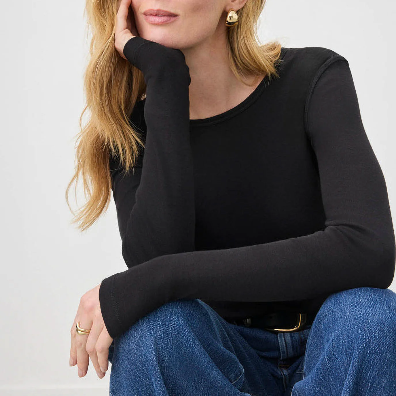 SPLENDID Classic LS Crew in Black - Image 3