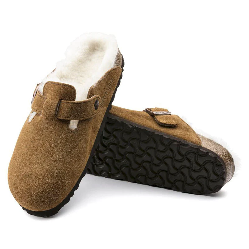 BIRKENSTOCK Boston Shearling Suede Leather Sandals in Mink - Image 2