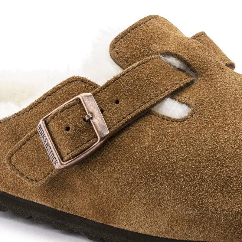BIRKENSTOCK Boston Shearling Suede Leather Sandals in Mink - Image 4