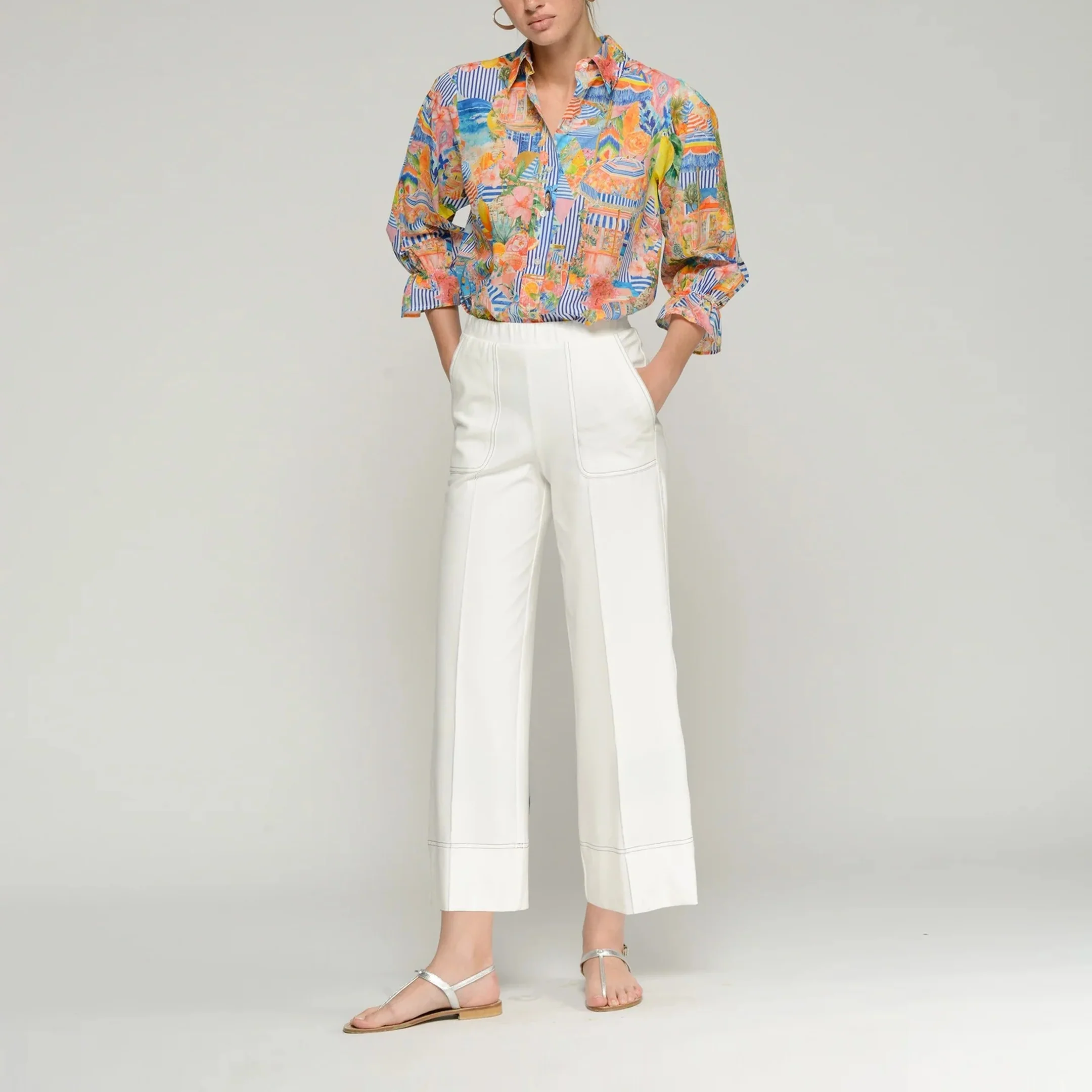 VILAGALLO Wide Leg Trousers in White - Image 2