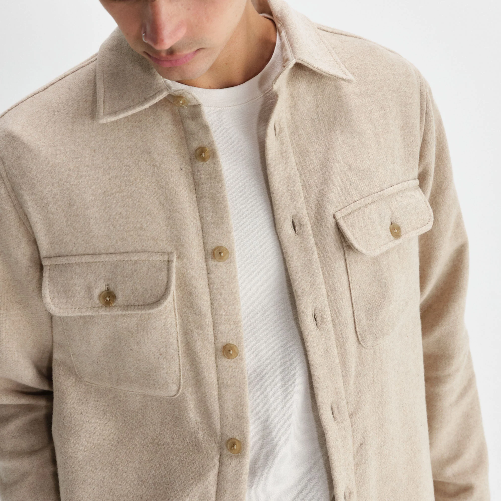 WAX LONDON Lomond Overshirt in Natural - Image 3