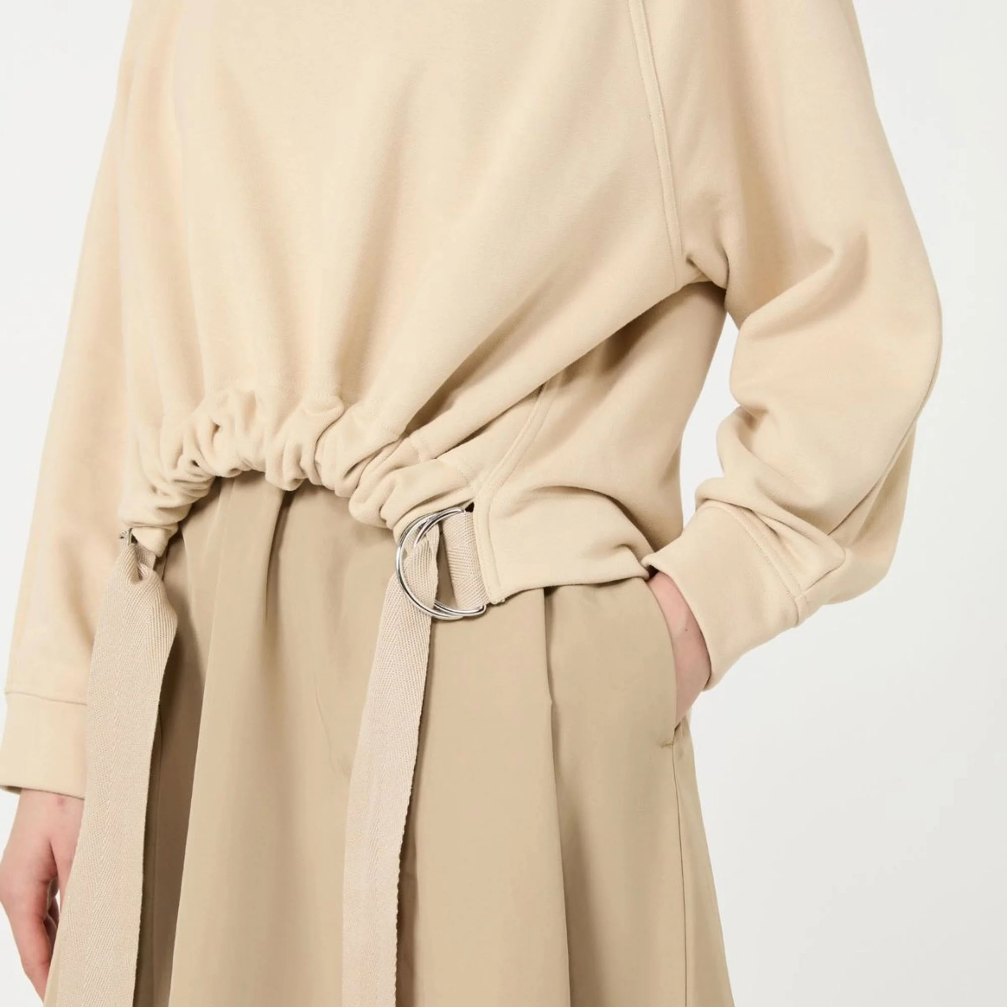 WEEKEND MAX MARA WKDDestino Technical Fabric and Cotton Dress in Hazelnut Brown - Image 6